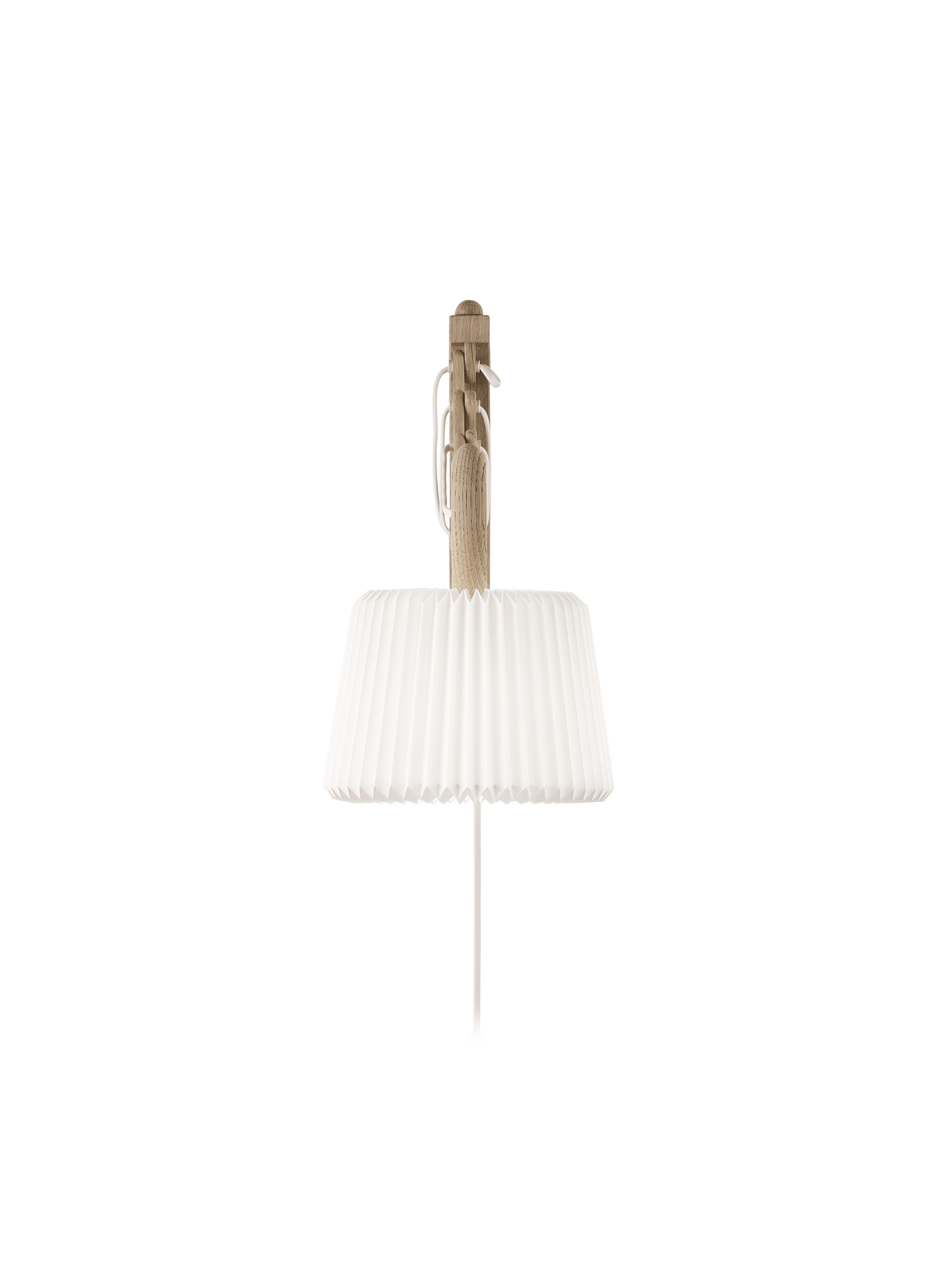 Wandlamp MODEL 233 120 SAX wit met een lichte eiken basis