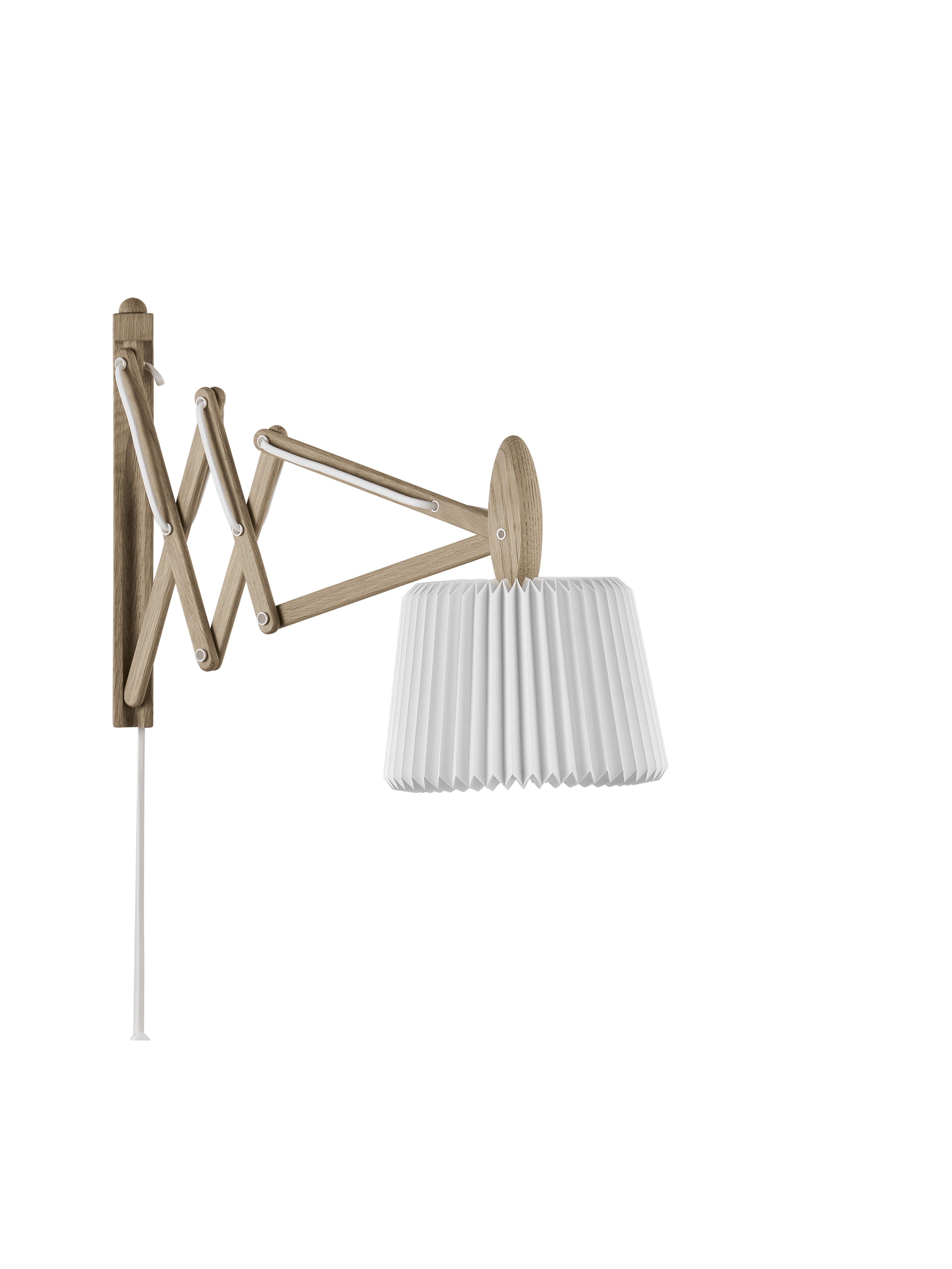 Wandlamp MODEL 233 120 SAX wit met een lichte eiken basis