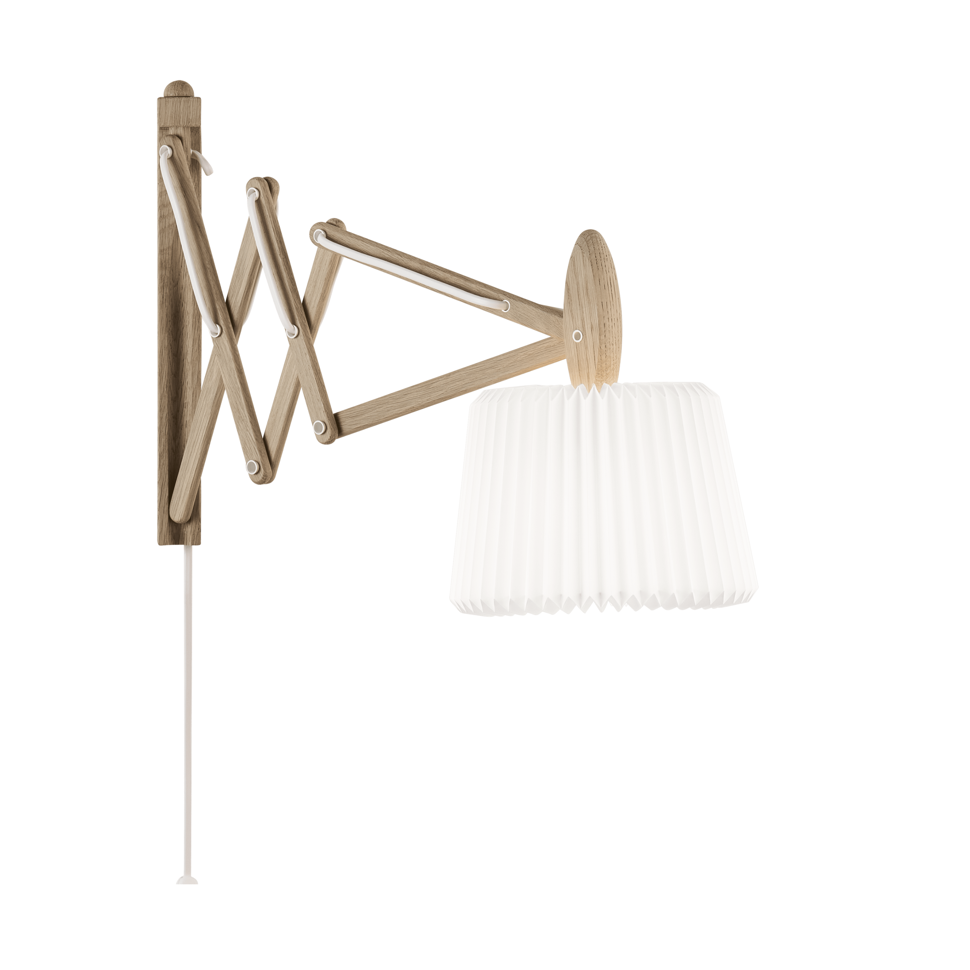 Wandlamp MODEL 233 120 SAX wit met een lichte eiken basis