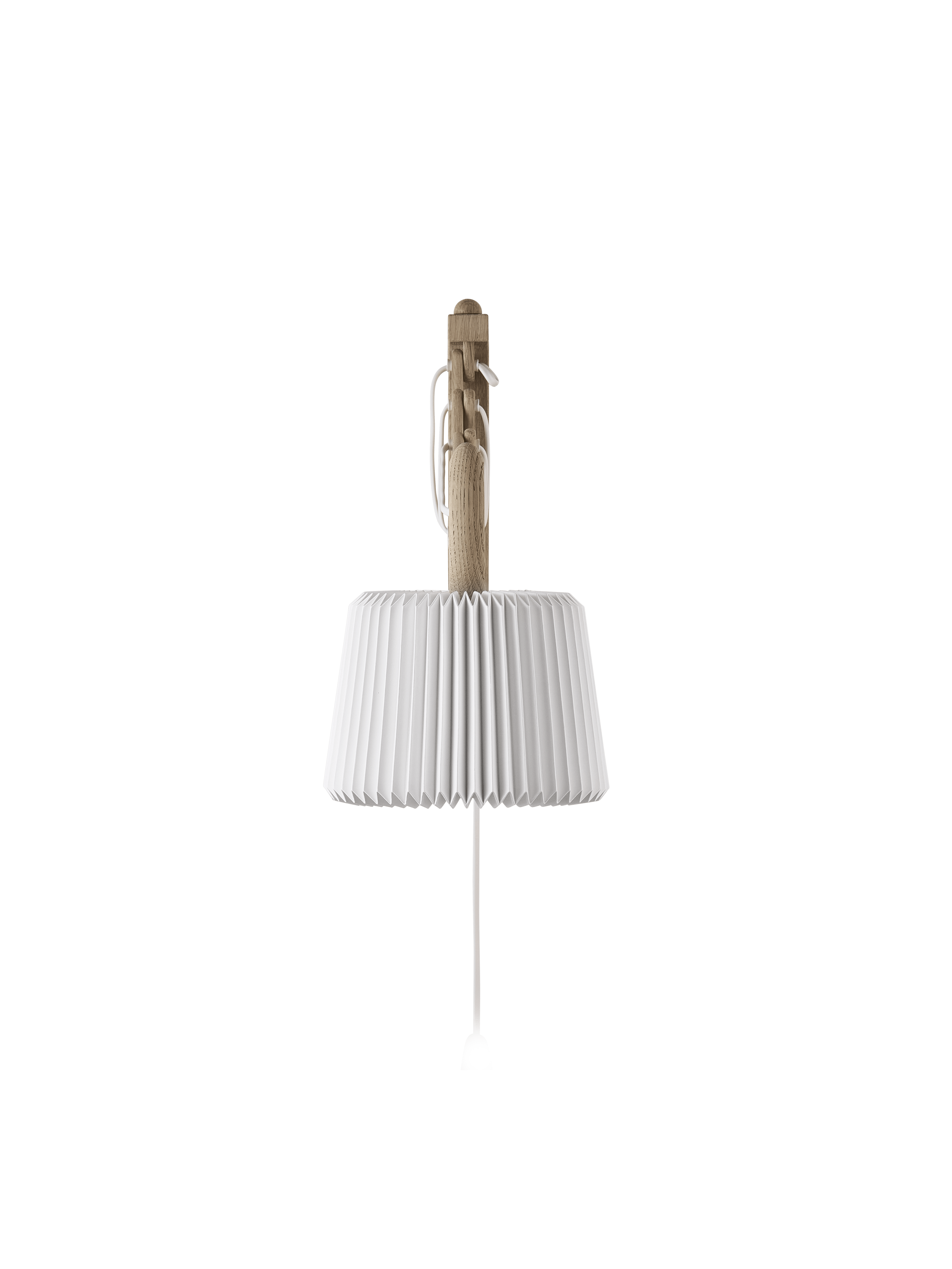Wandlamp MODEL 233 120 SAX wit met een lichte eiken basis