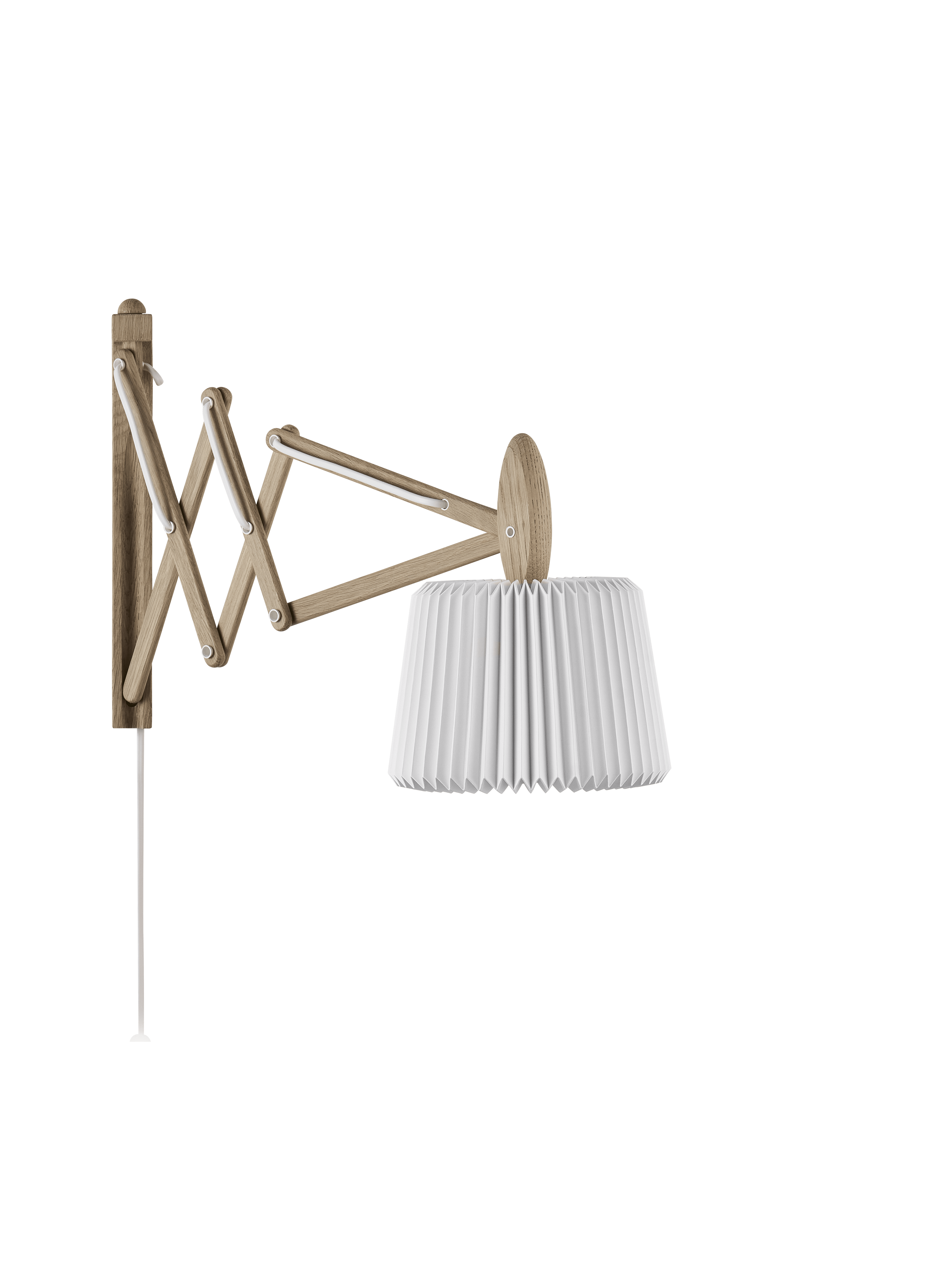 Wandlamp MODEL 233 120 SAX wit met een lichte eiken basis