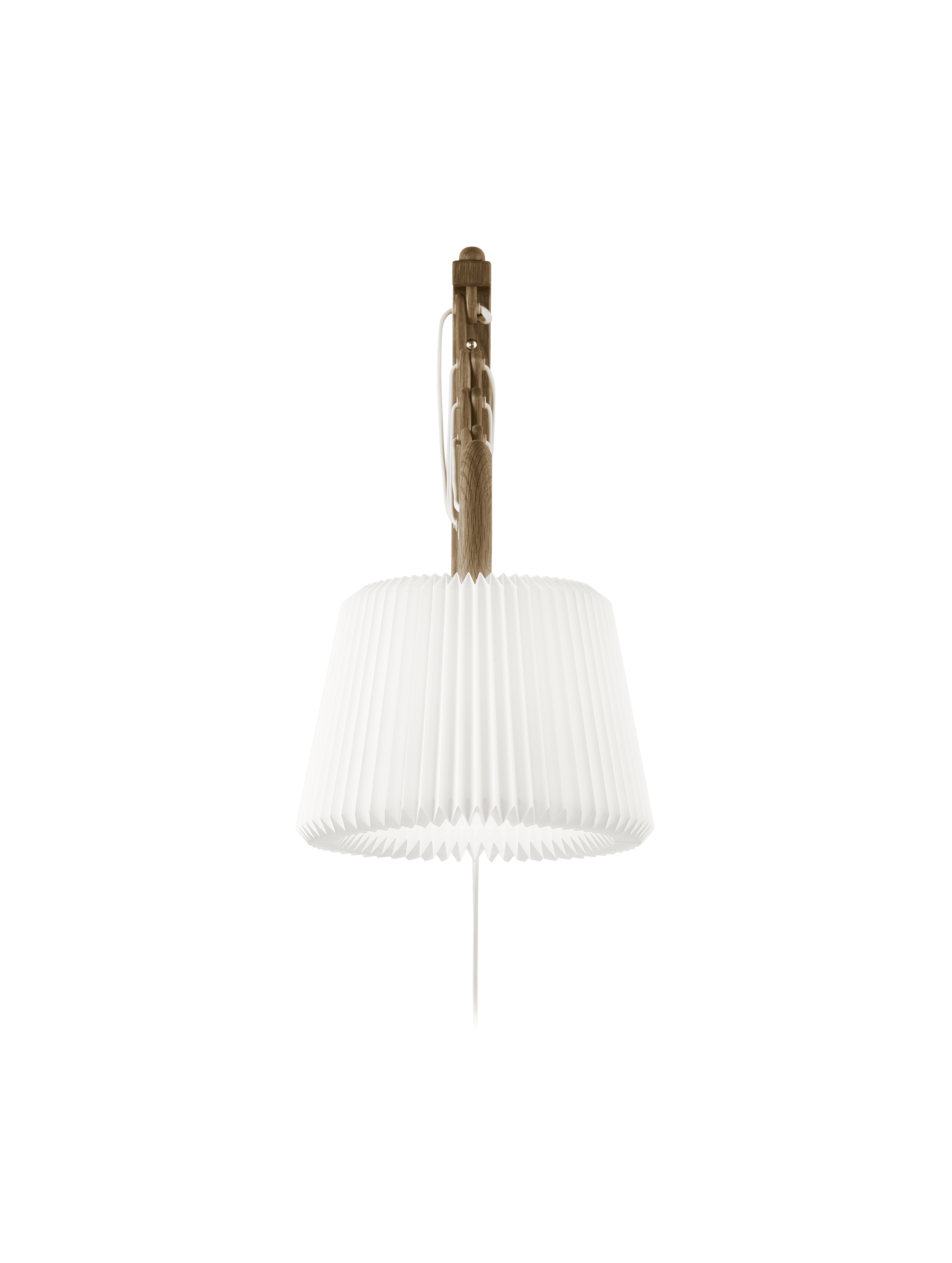 Wandlamp MODEL 233 120 SAX wit met een donkere eiken basis