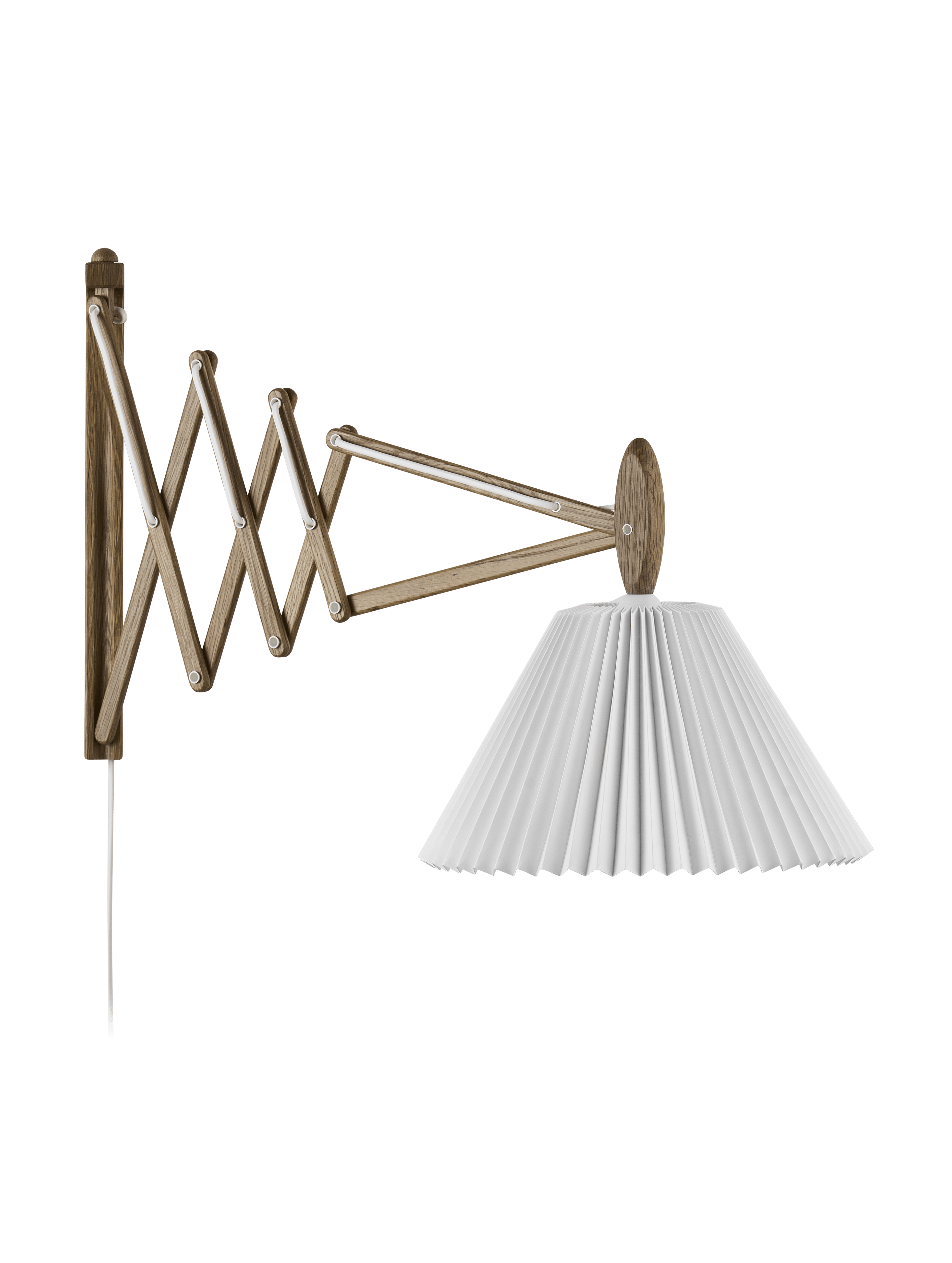 Wandleuchte MODELL 233 2/21 SAX weiß mit dunklem Eichenfuß