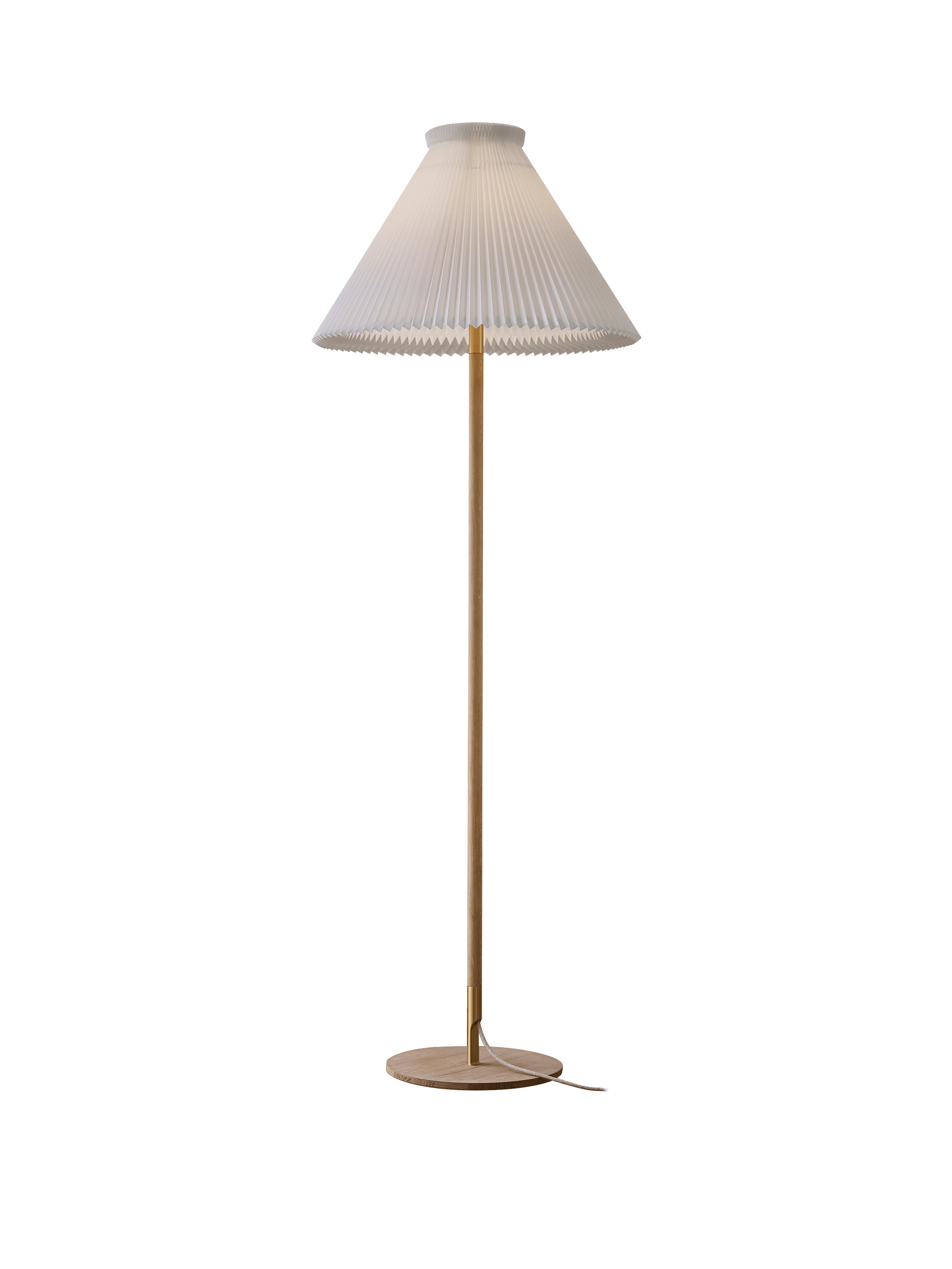 Vloerlamp MODEL 328 LK 80 wit met lichte eiken basis