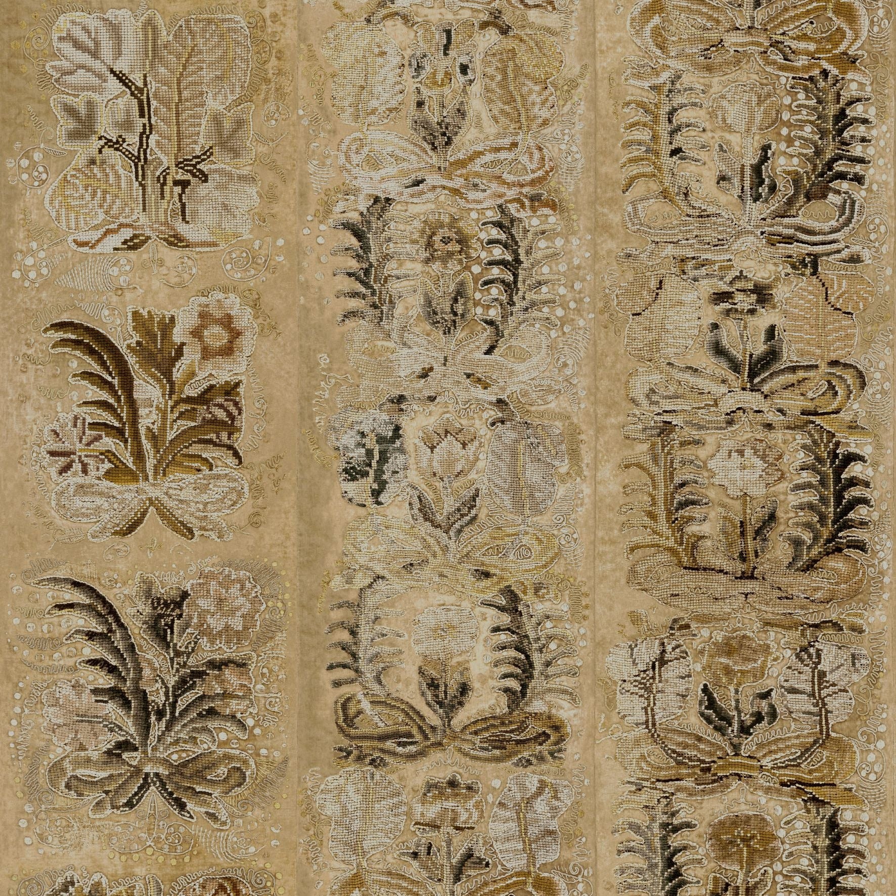 Textielbehang met plantaal motief ORNAMENT beige