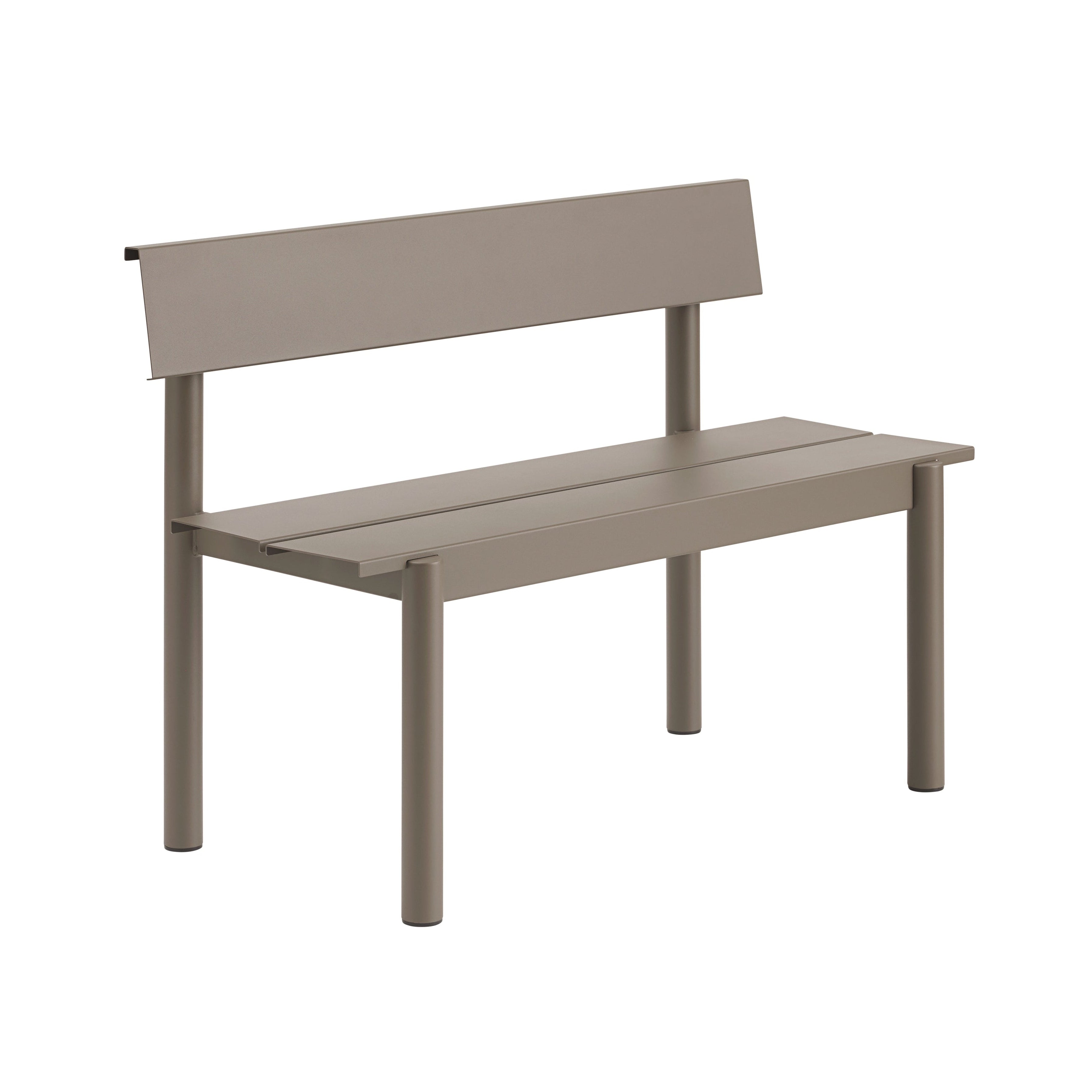 Buitenbank met rugleuning LINEAR taupe staal
