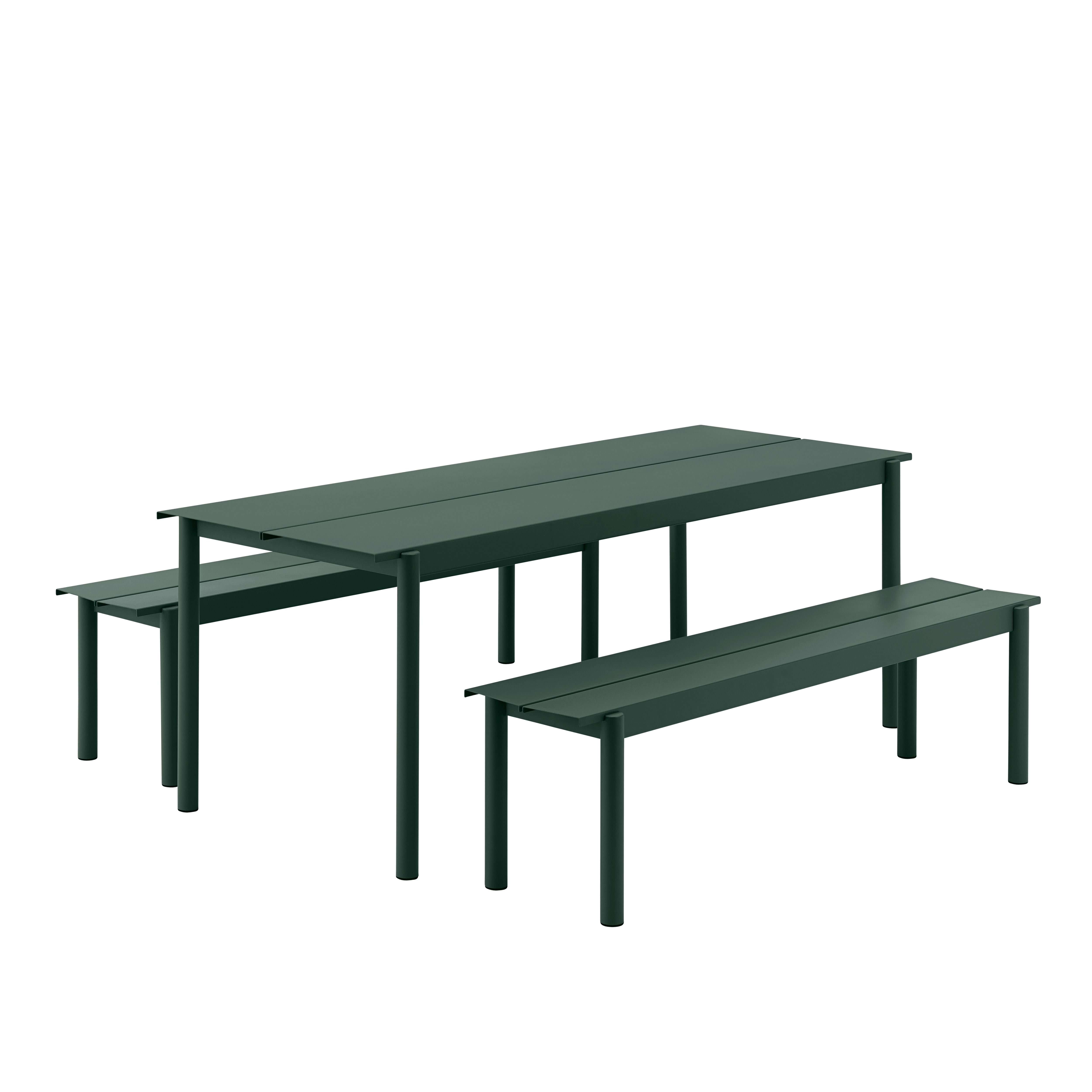 Buiten tafel LINEAR donkergroen staal
