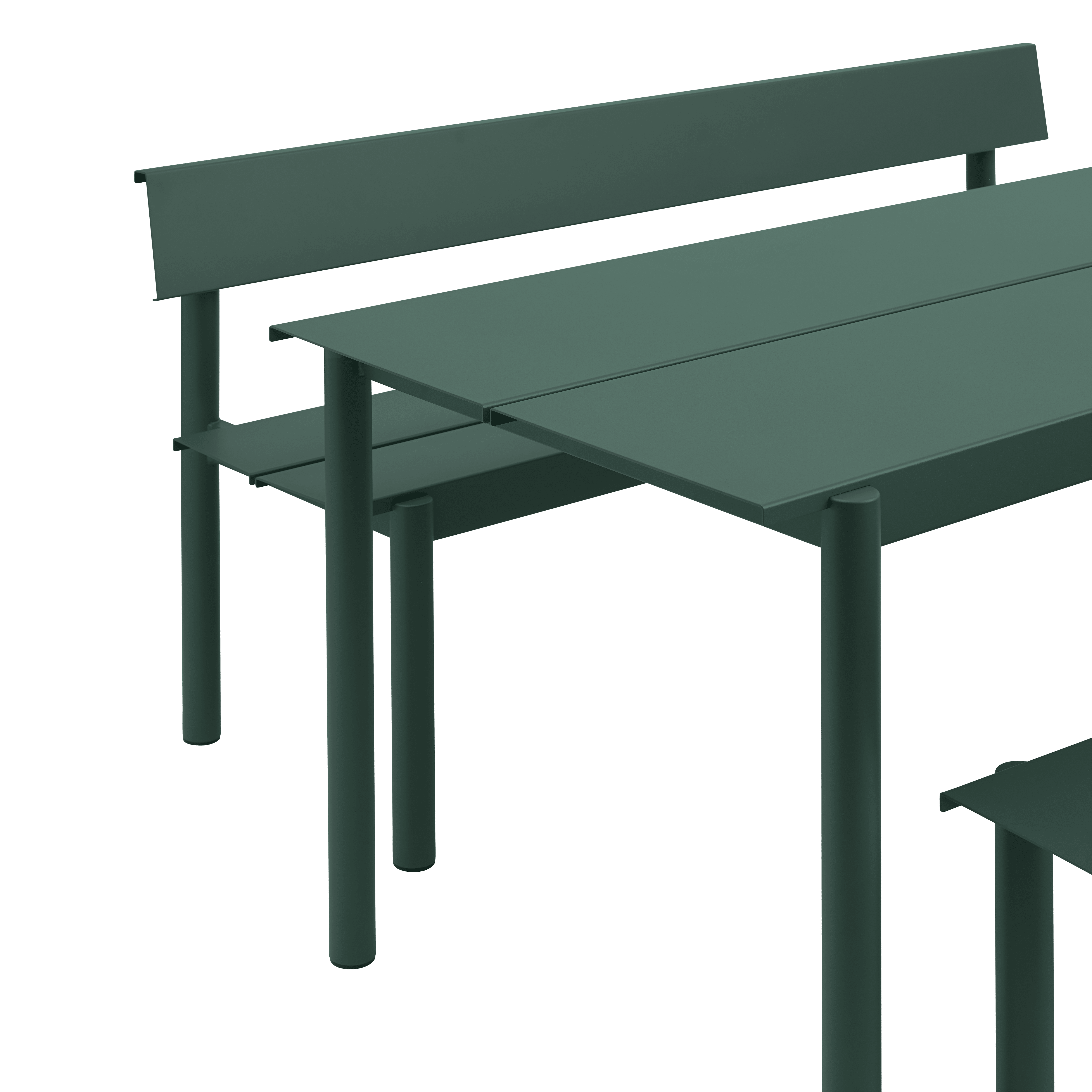 Buiten tafel LINEAR donkergroen staal