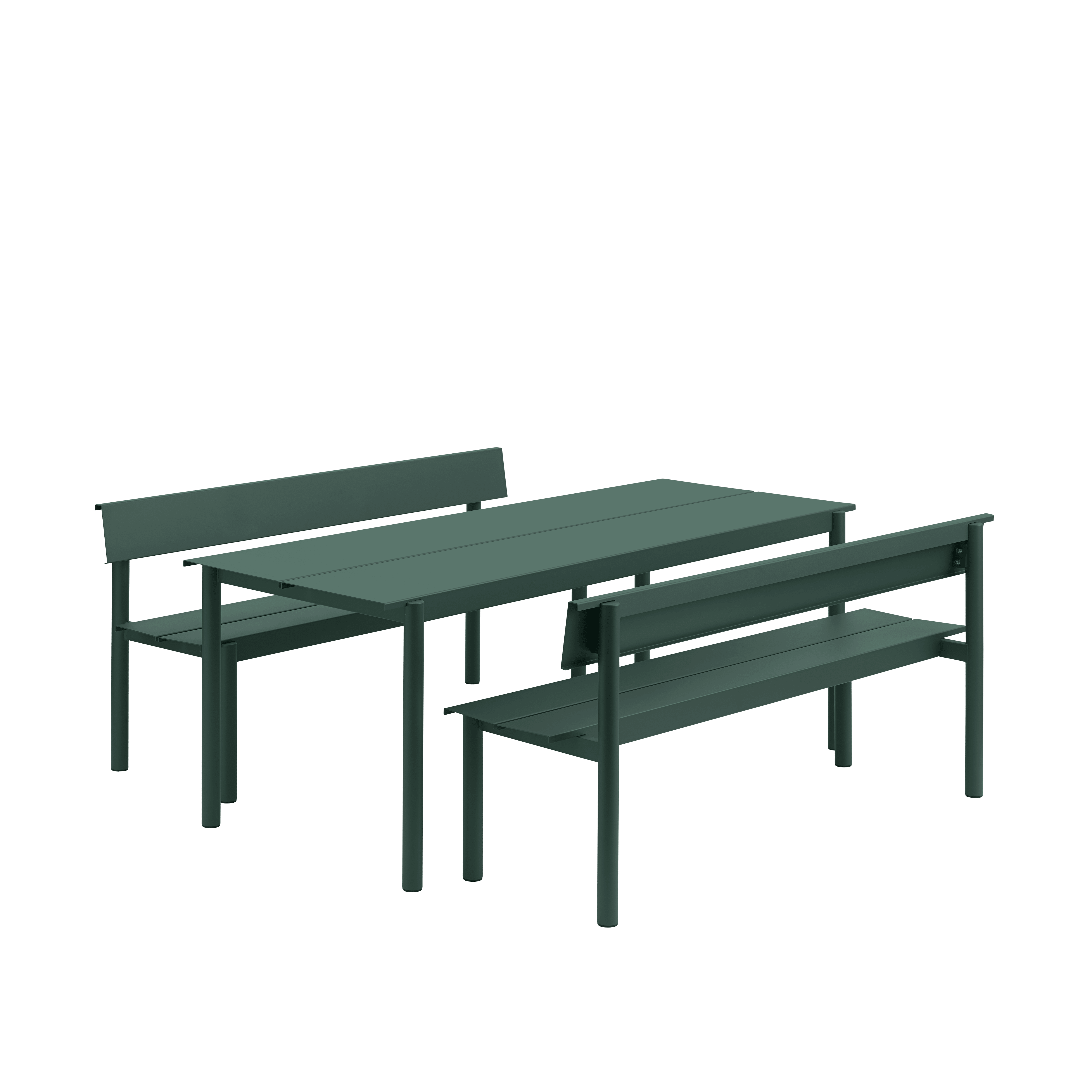 Buiten tafel LINEAR donkergroen staal