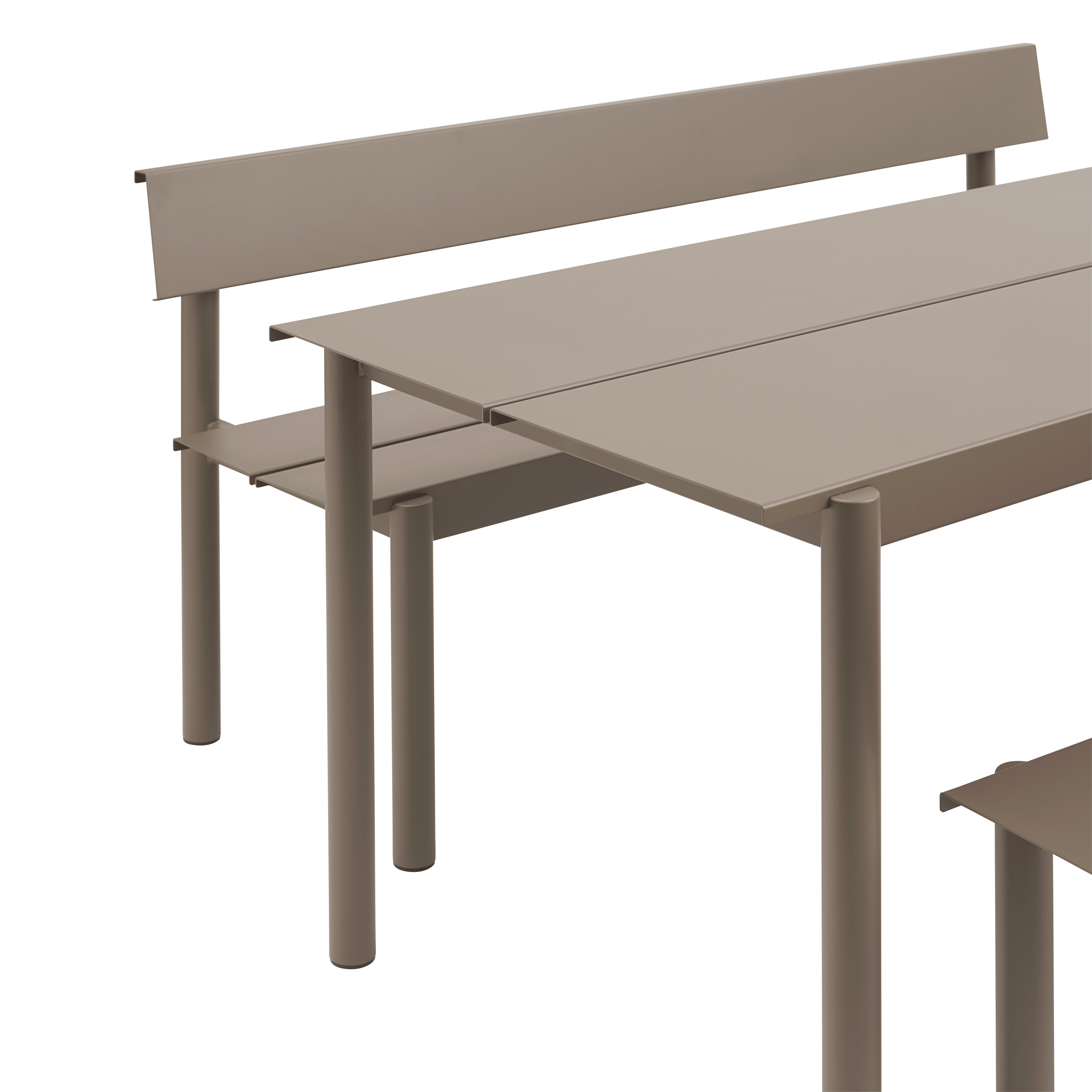 Buiten tafel LINEAR taupe staal