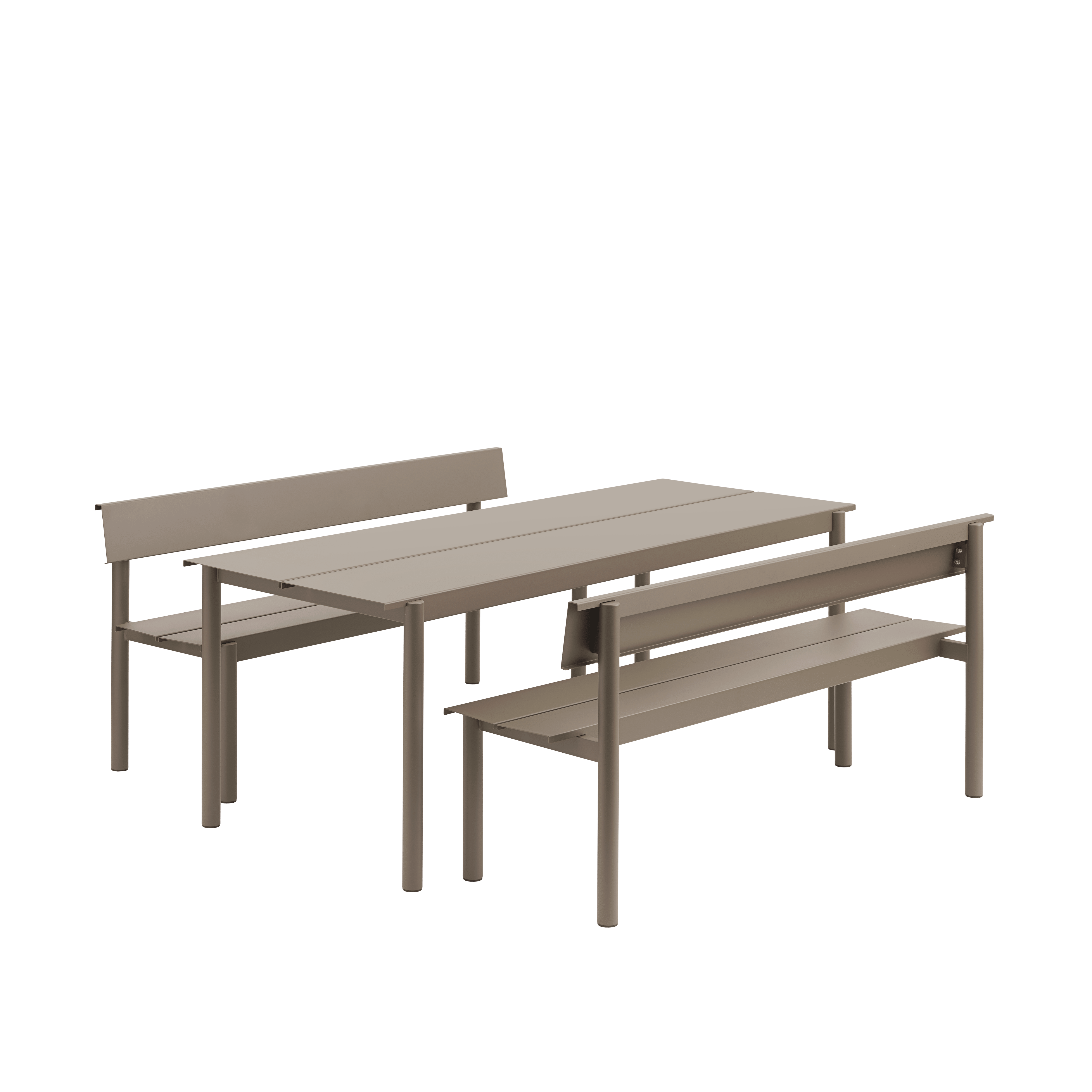 Buitenbank met rugleuning LINEAR taupe staal