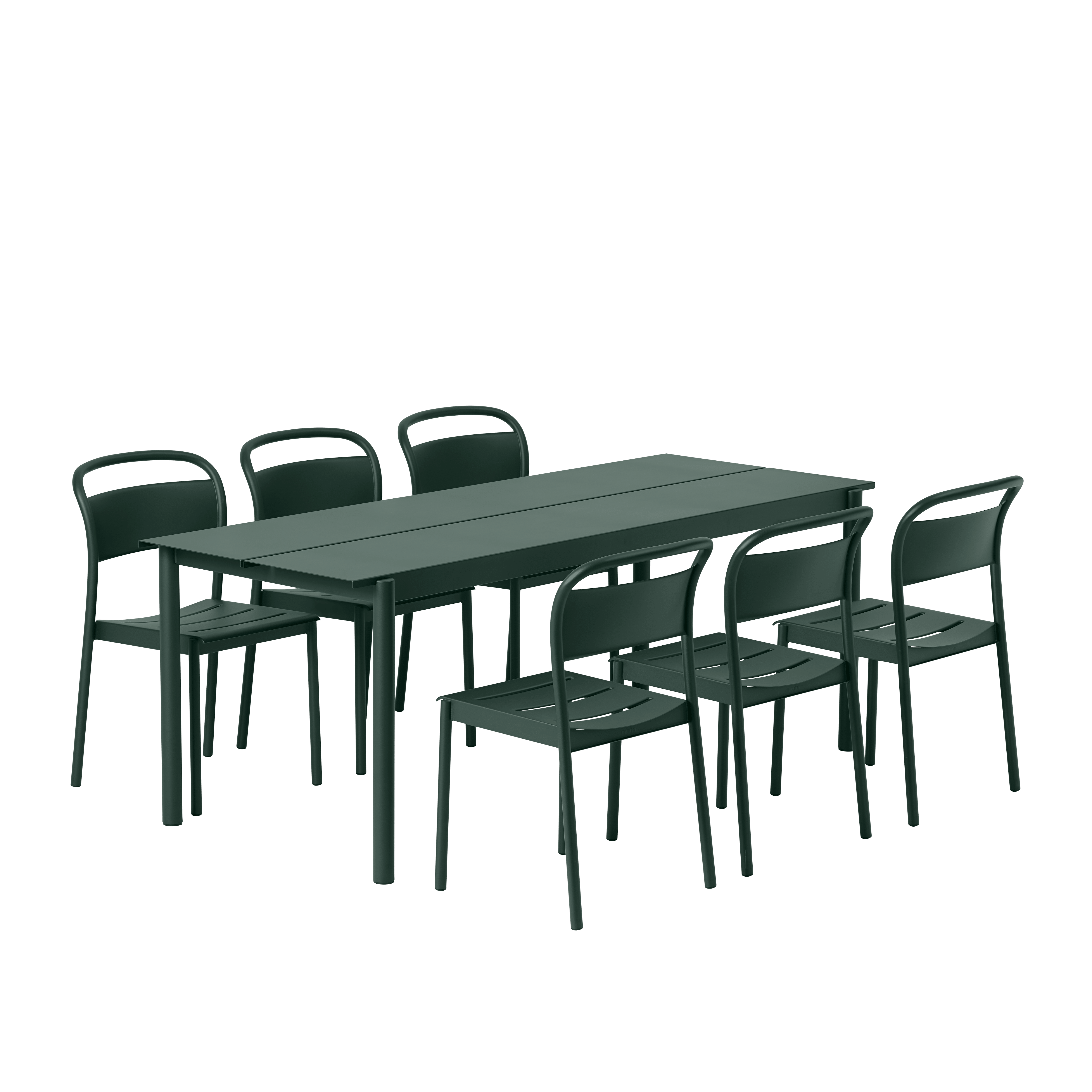 Buiten tafel LINEAR donkergroen staal