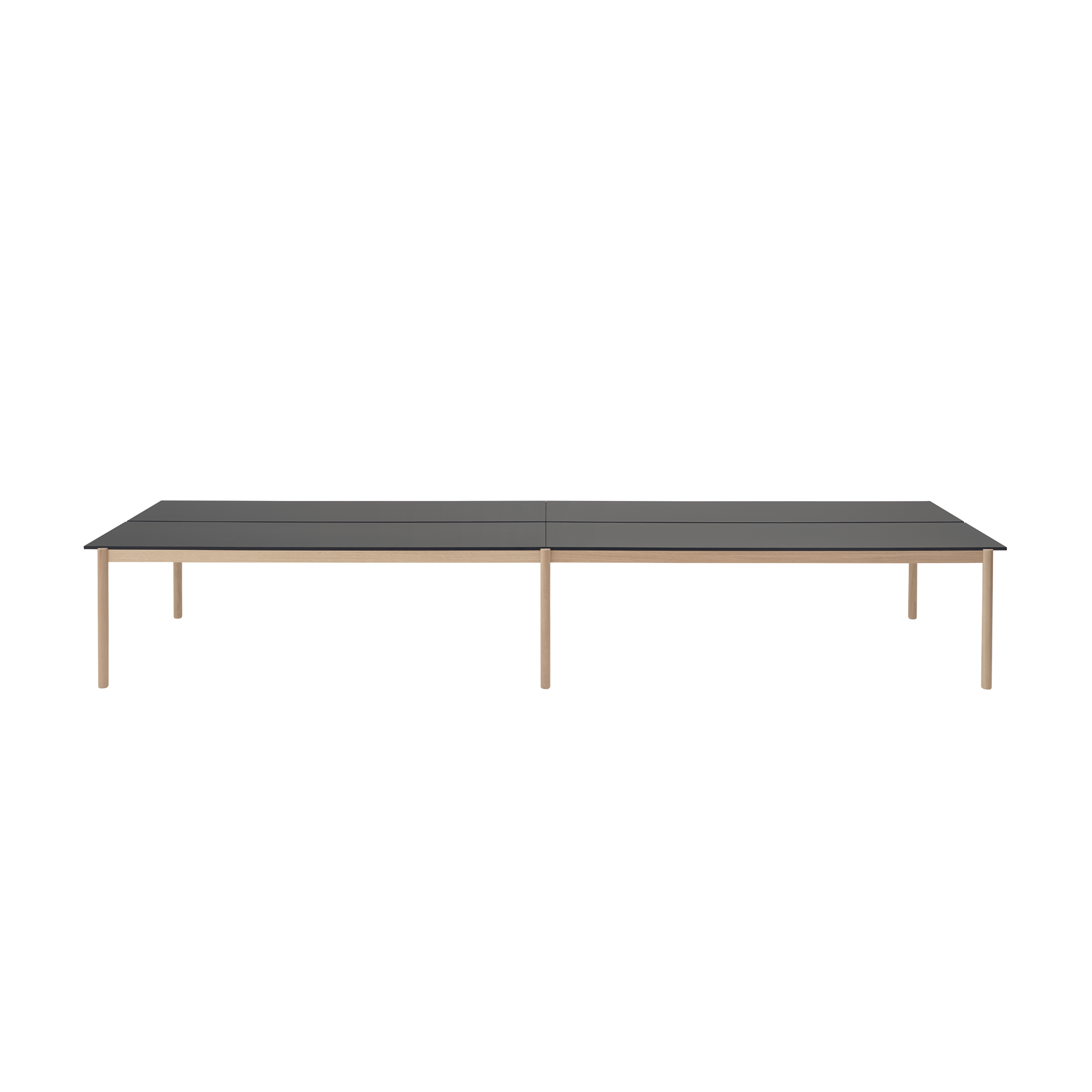 Bureau tafel LINEAR SYSTEM - CONFIGURATIE 2 zwart nanolaminaat met eiken basis