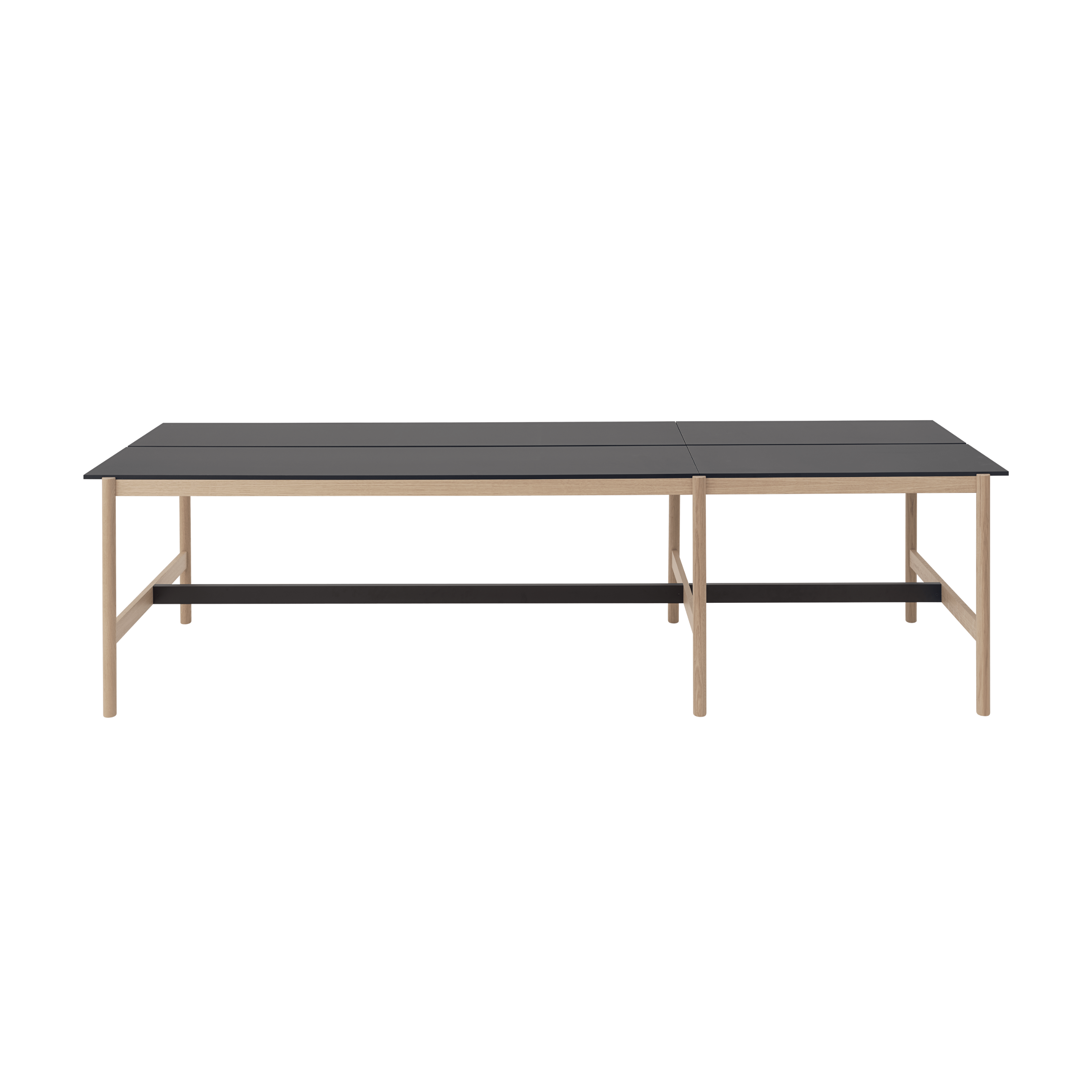 Stół biurowy LINEAR SYSTEM HIGH - KONFIGURACJA 1 czarny nanolaminat z dębowa podstawą – Muuto