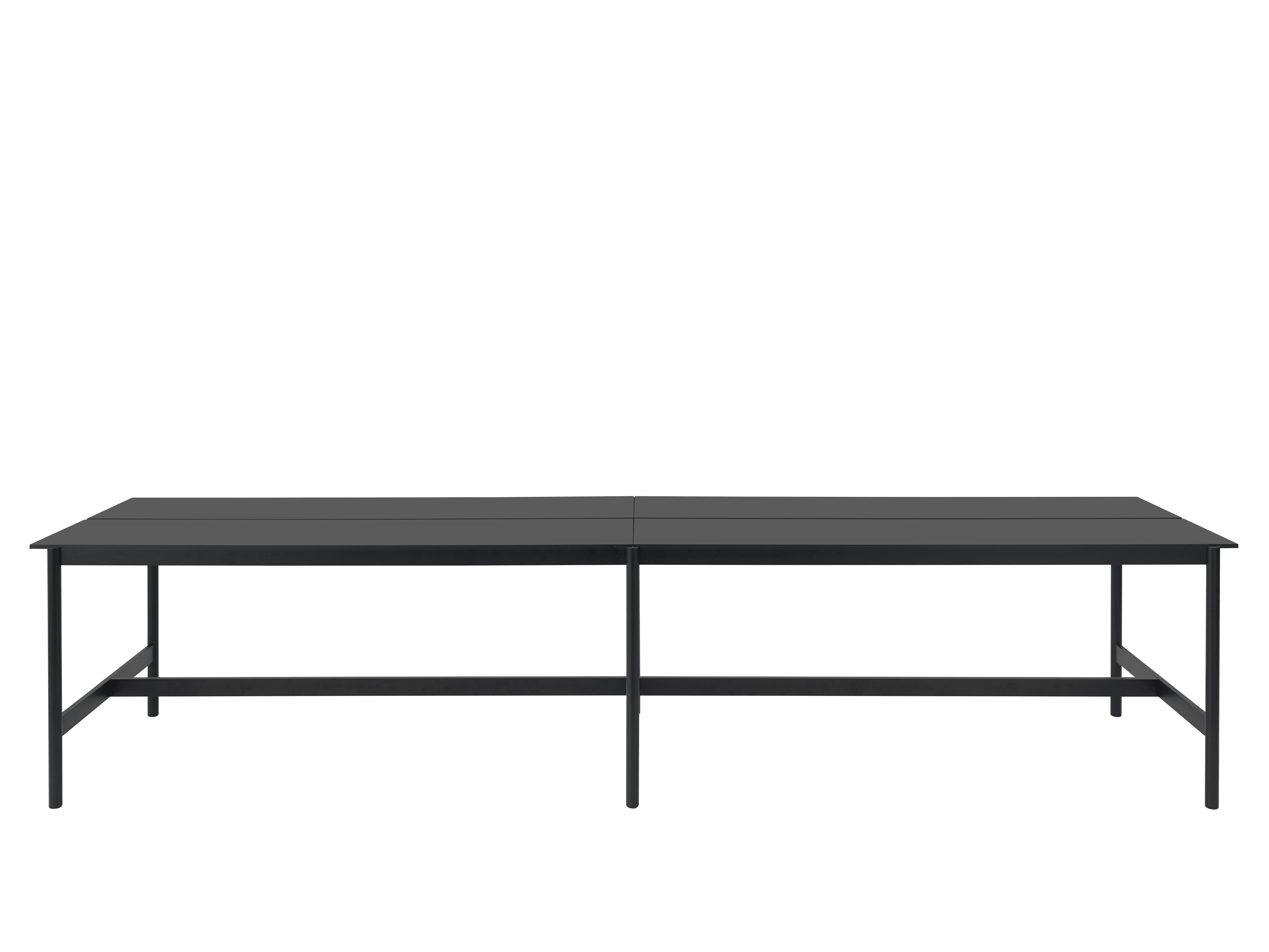 Stół biurowy LINEAR SYSTEM HIGH - KONFIGURACJA 2 czarny nanolaminat z czarną podstawą do jadalni – Muuto