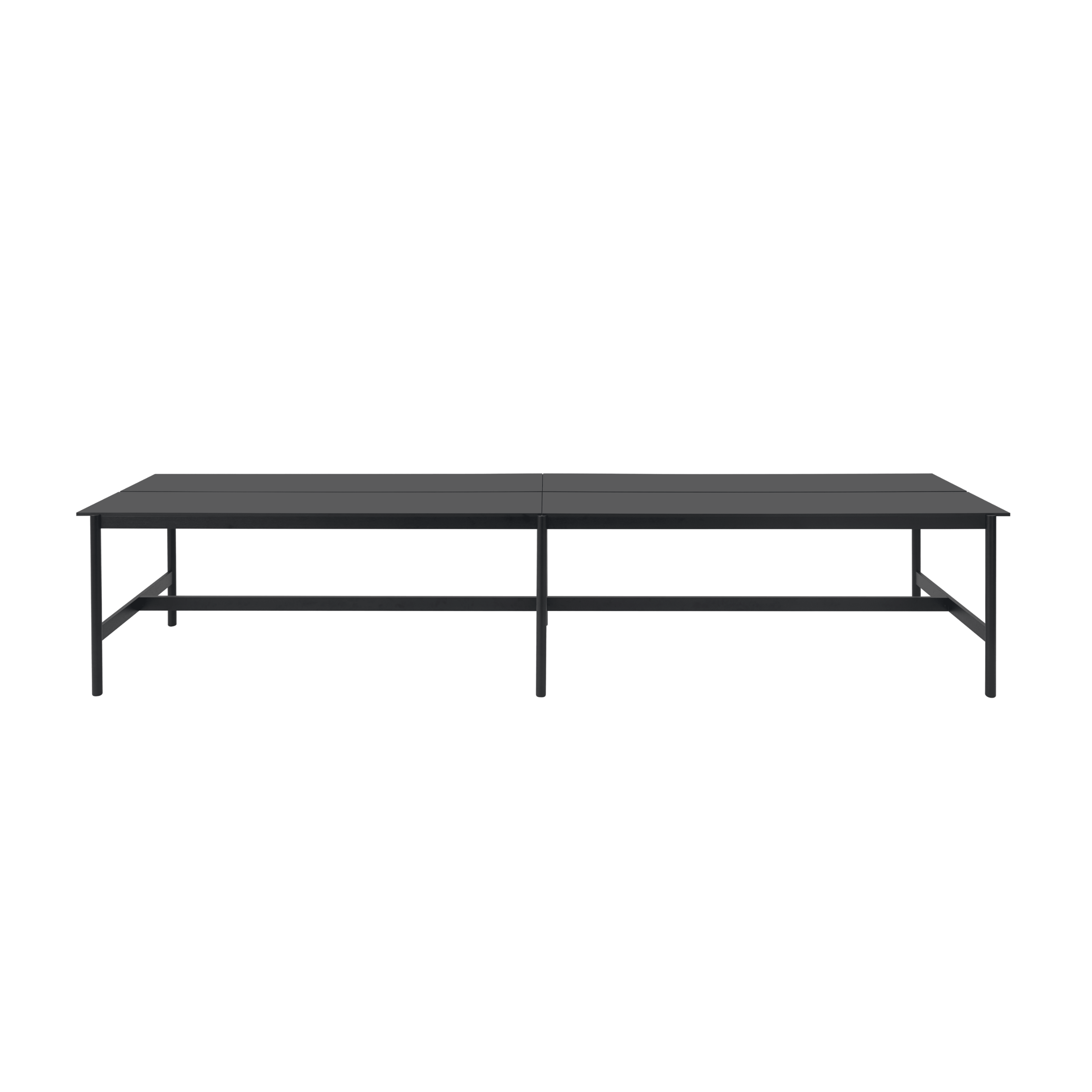 Stół biurowy LINEAR SYSTEM HIGH - KONFIGURACJA 2 czarny nanolaminat z czarną podstawą – Muuto