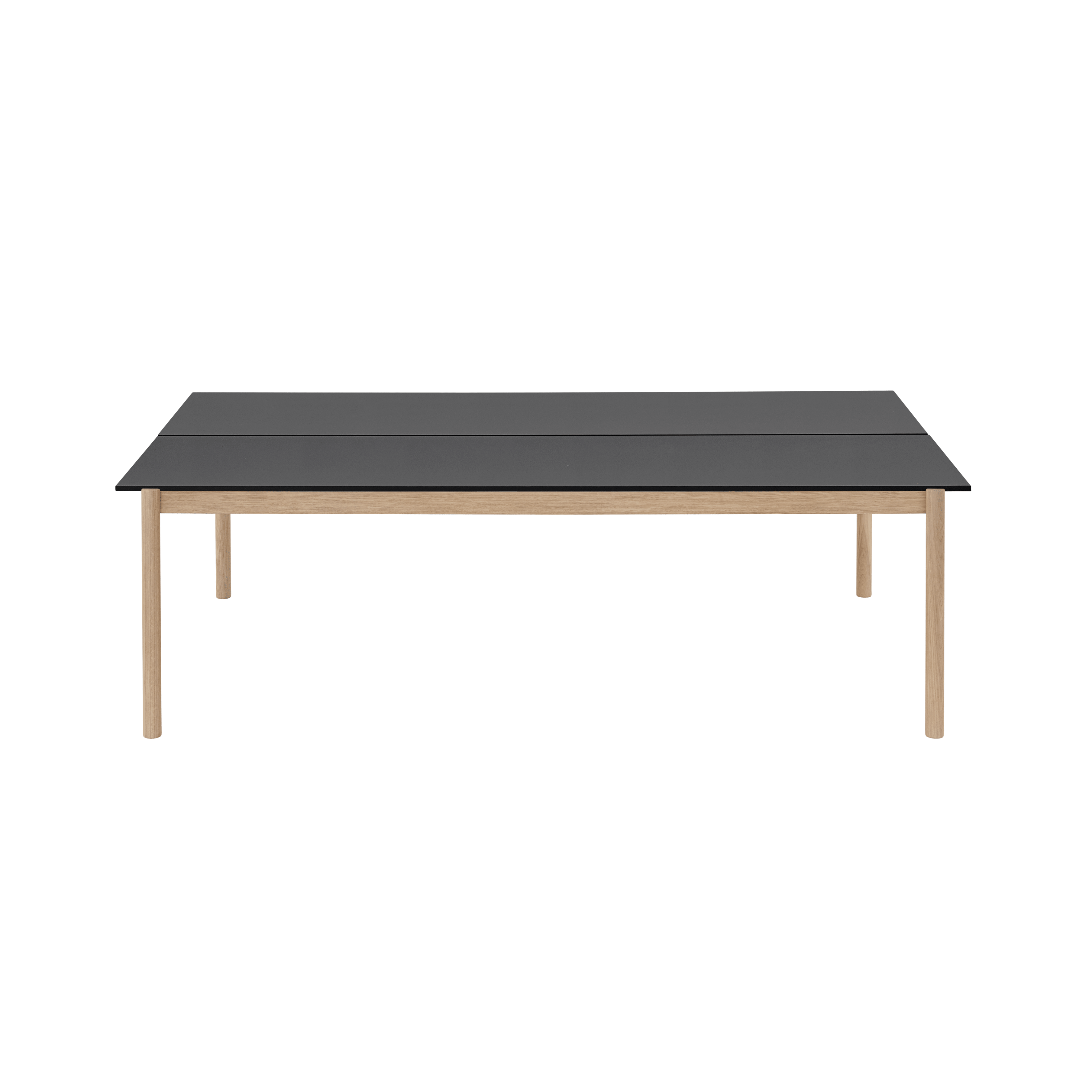 Bureau tafel LINEAR SYSTEM zwart nanolaminaat met eiken basis