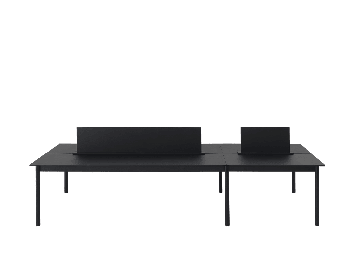 Bureau tafel LINEAR SYSTEM - CONFIGURATIE 1 zwart nanolaminaat met zwarte basis