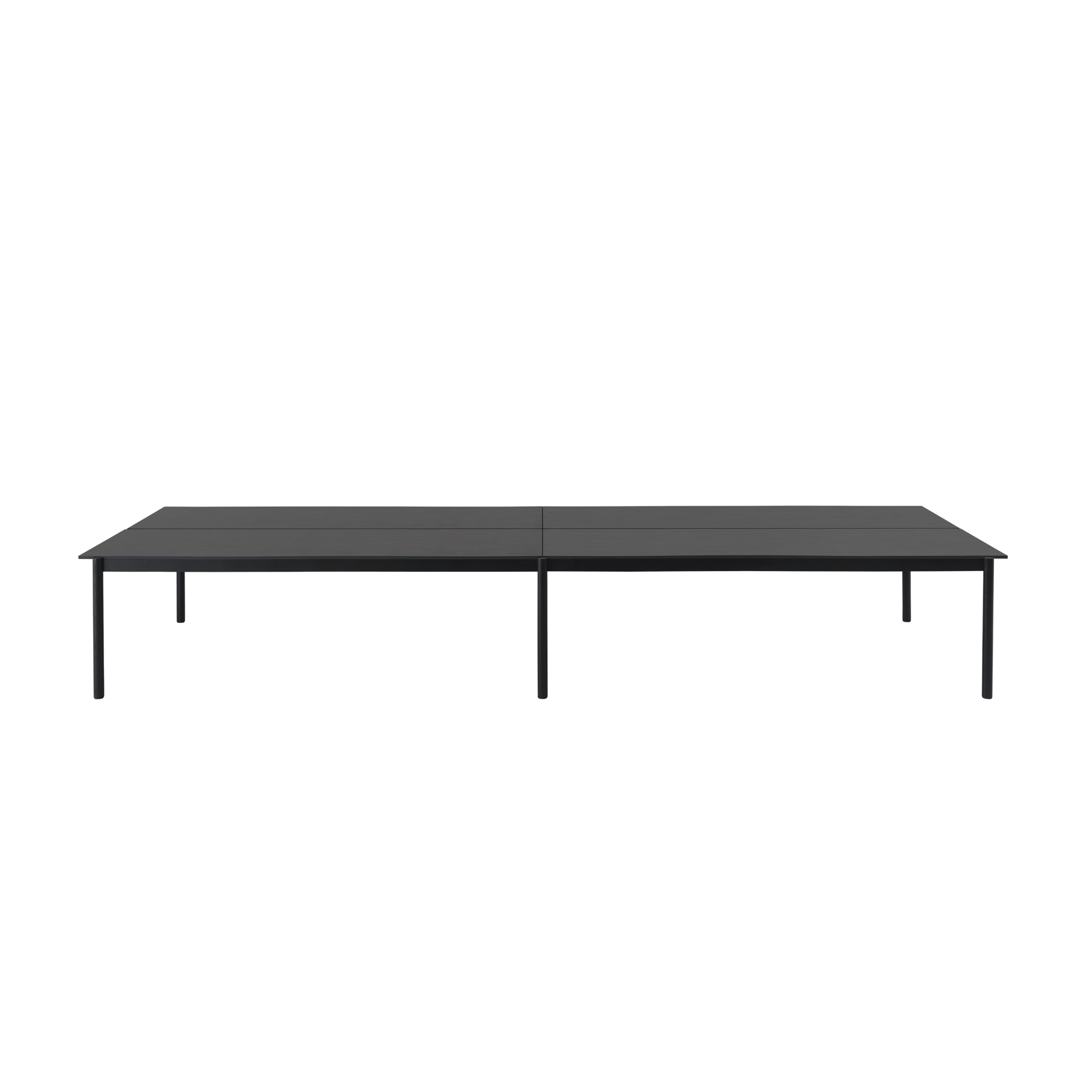 Stół biurowy LINEAR SYSTEM - KONFIGURACJA 2 czarny fornir jesionowy z czarną podstawą – Muuto