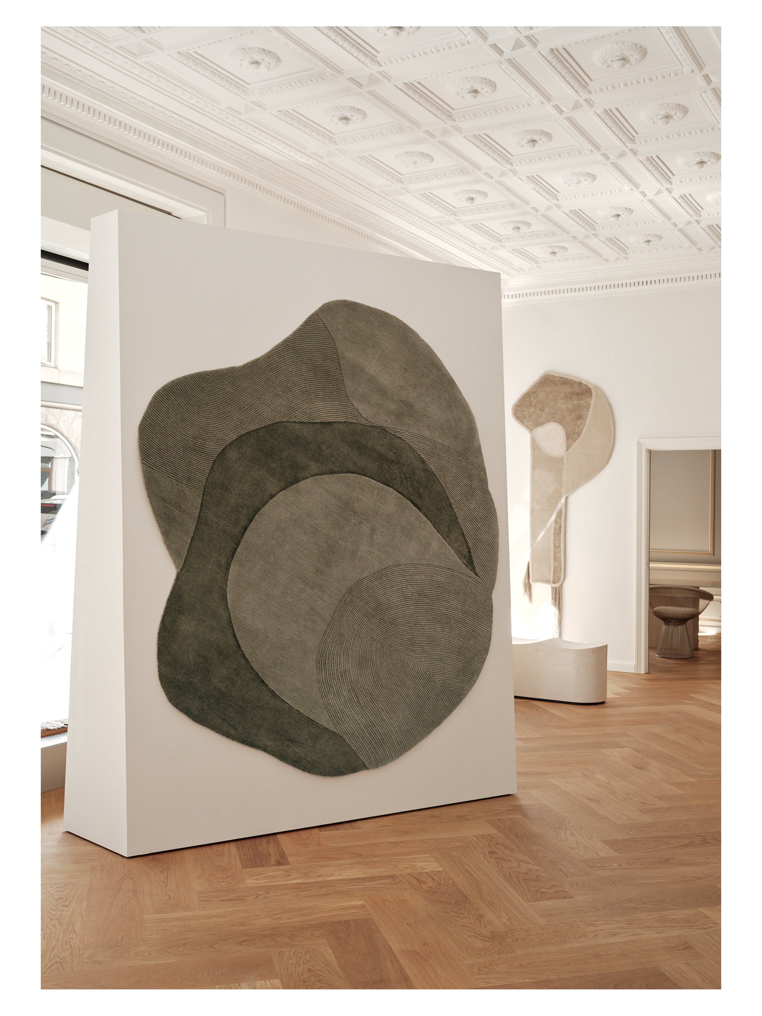 Ovale tapijt OPTICAL WEB donkergroen