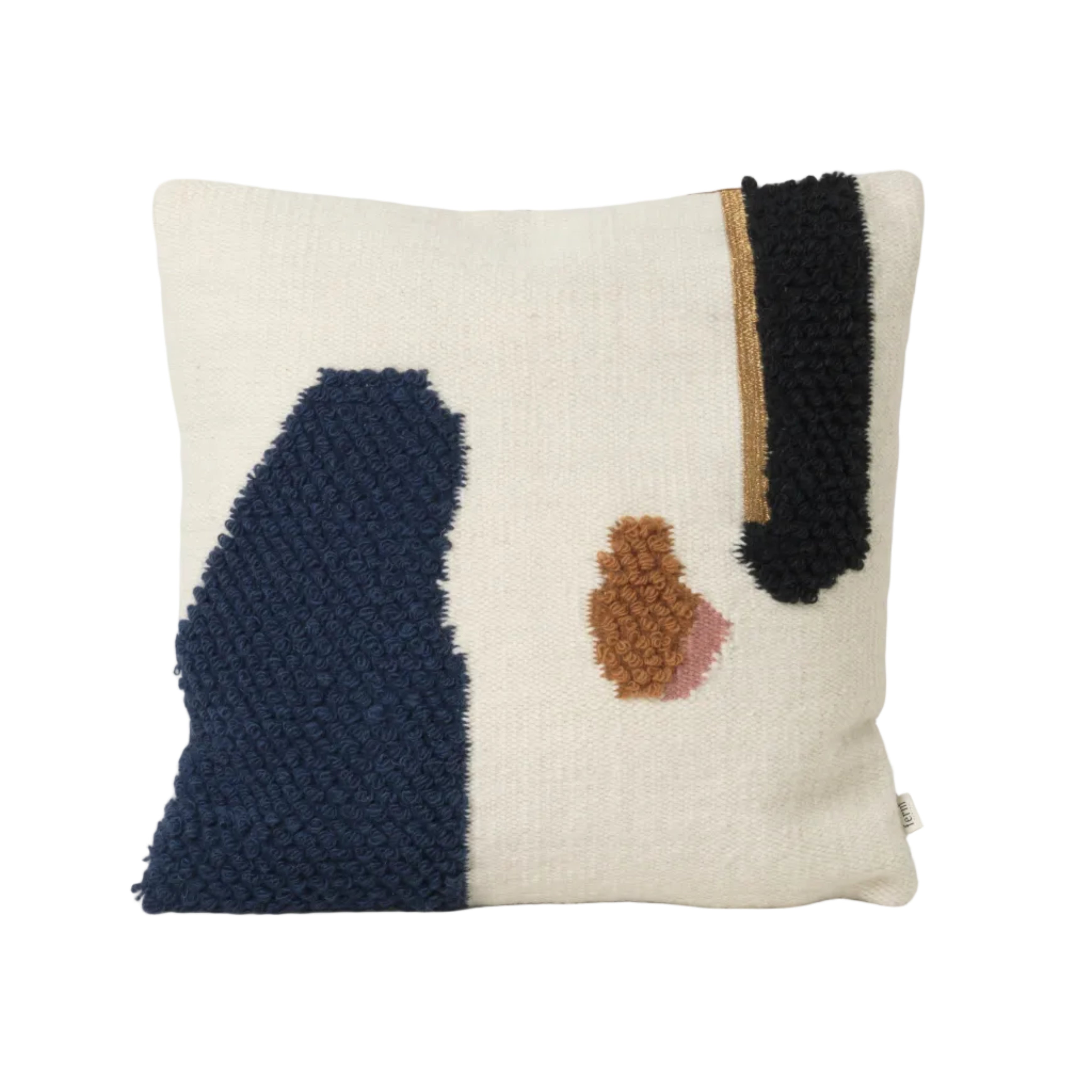 Kussen LOOP crème met blauw en bruin