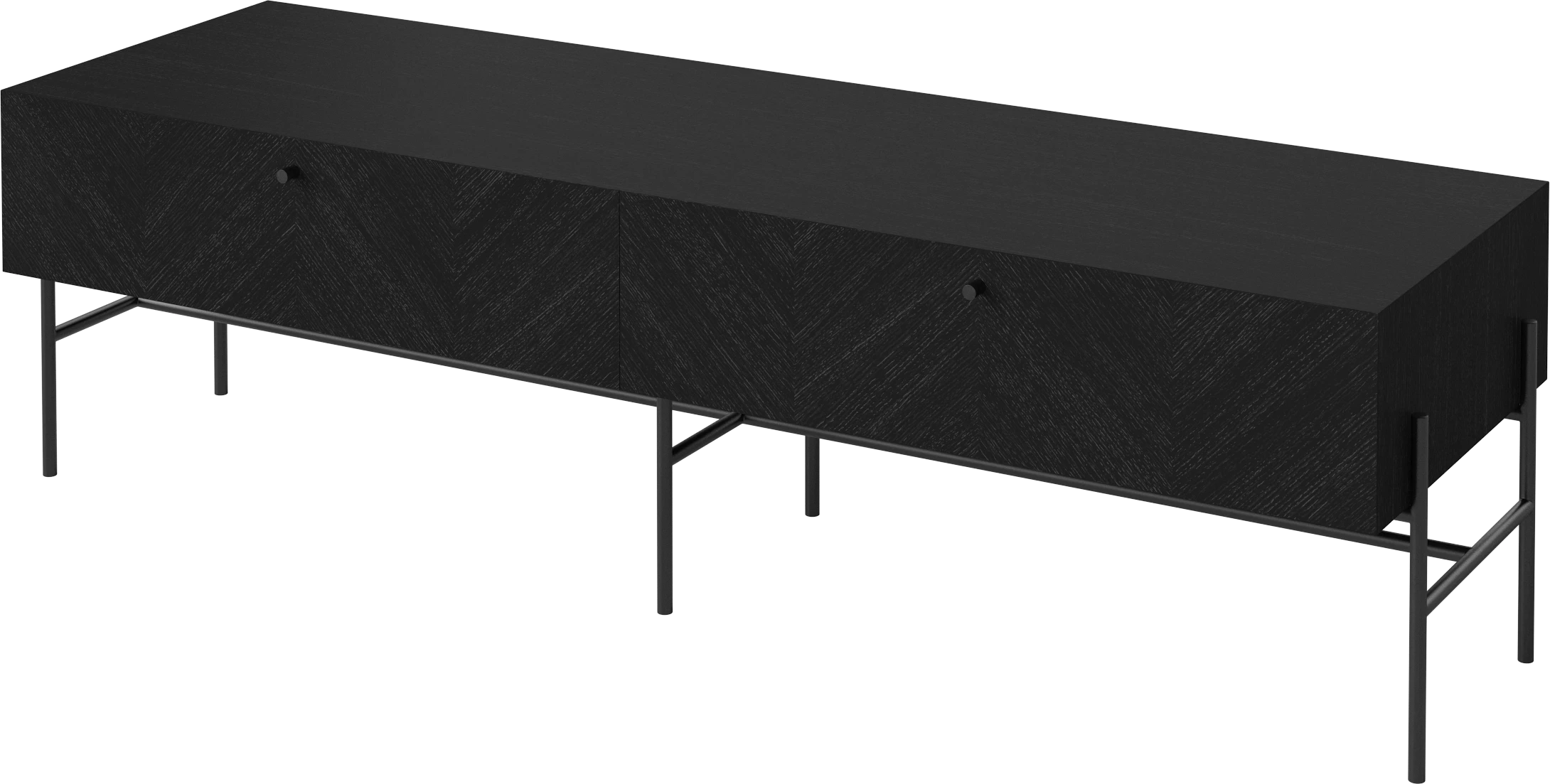 RTV-kast LUXE zwart eikenhout met zwarte basis