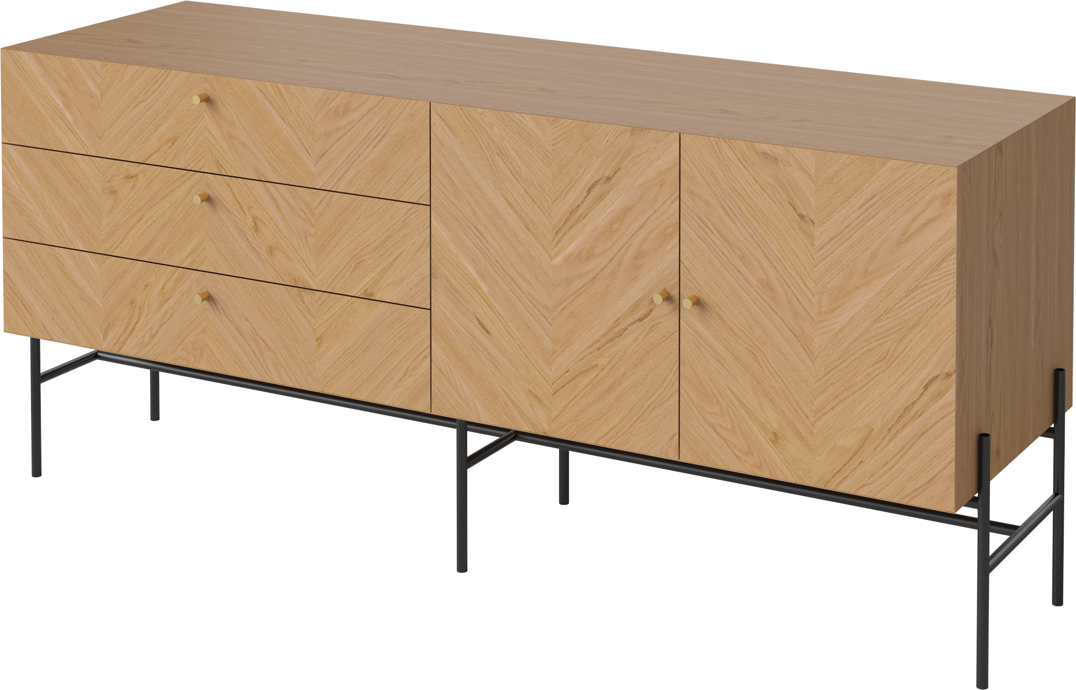 LUXE kasten van eikenhout met zwarte basis