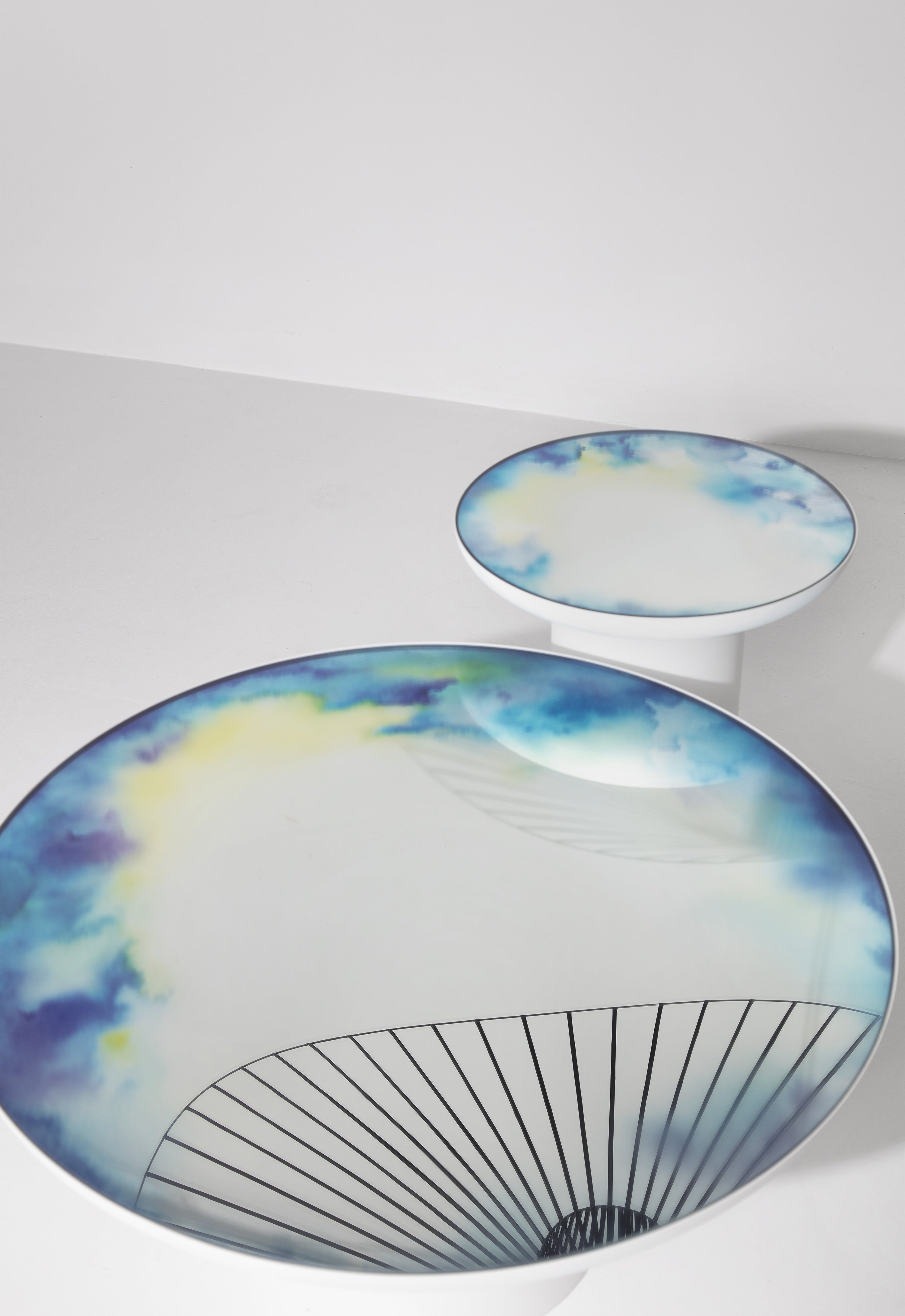 Witte koffietafel FRANCIS met een spiegelblad