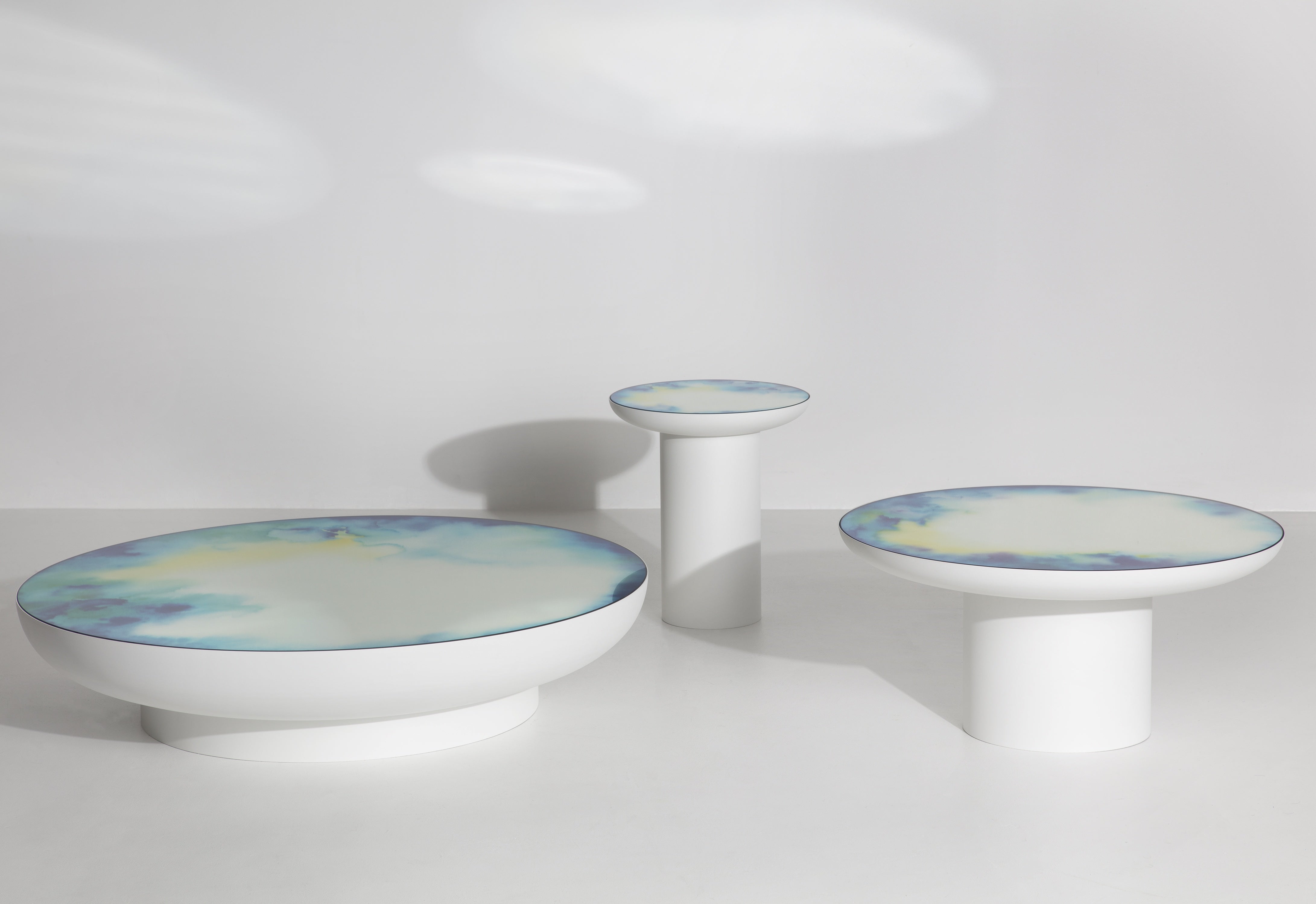 Witte koffietafel FRANCIS met een spiegelblad
