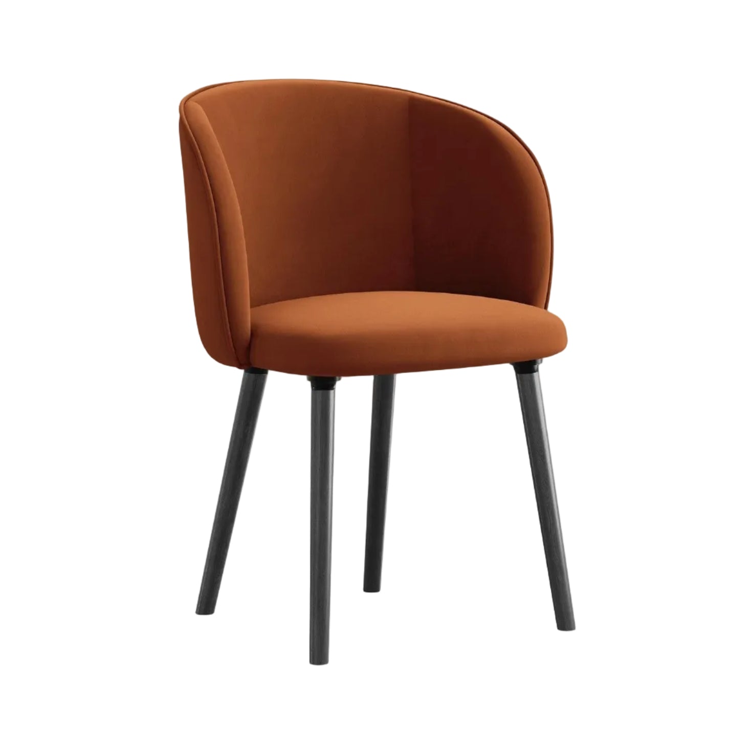 Velours stoel MAIA terracotta met zwarte eiken basis