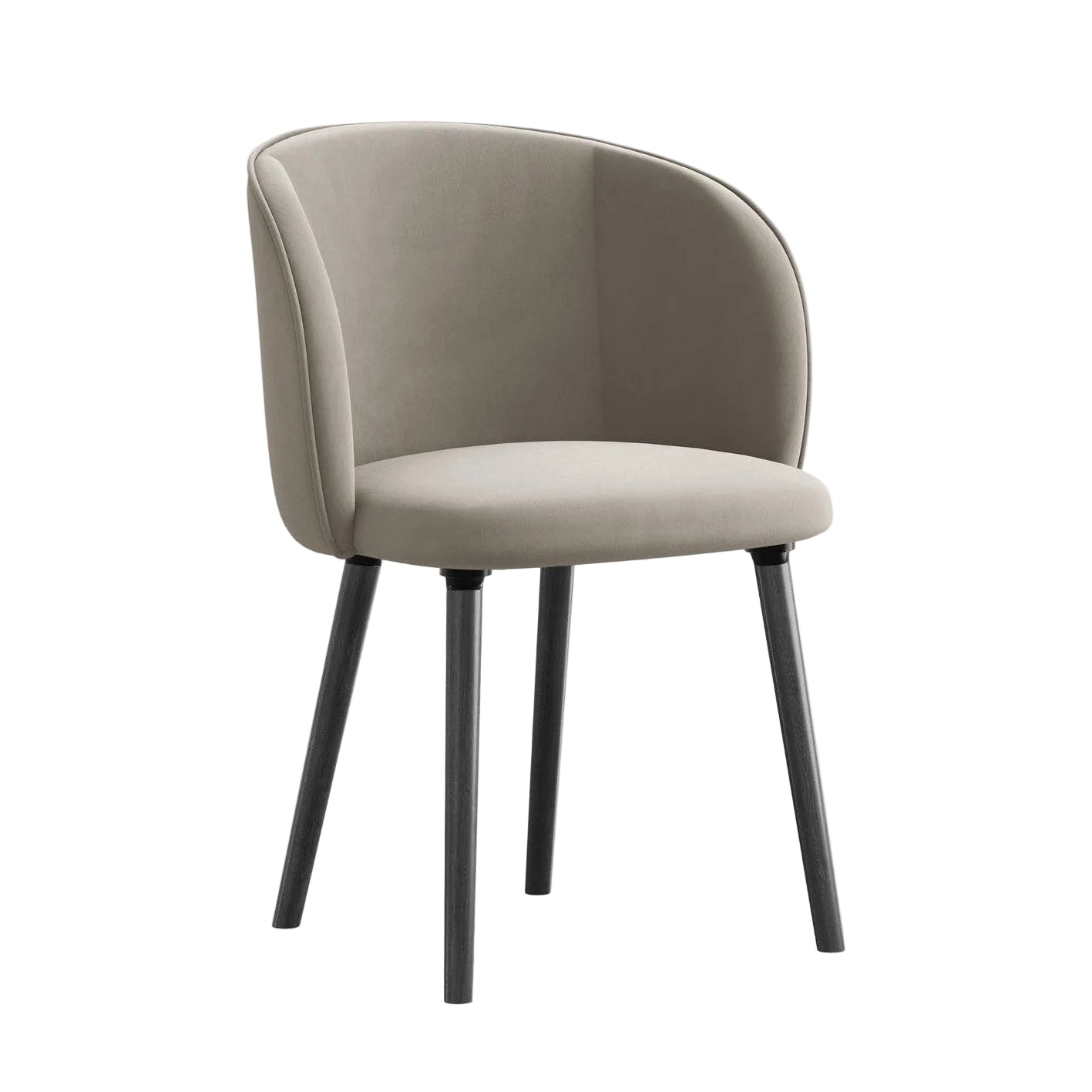 Velours stoel MAIA taupe met zwarte eiken basis