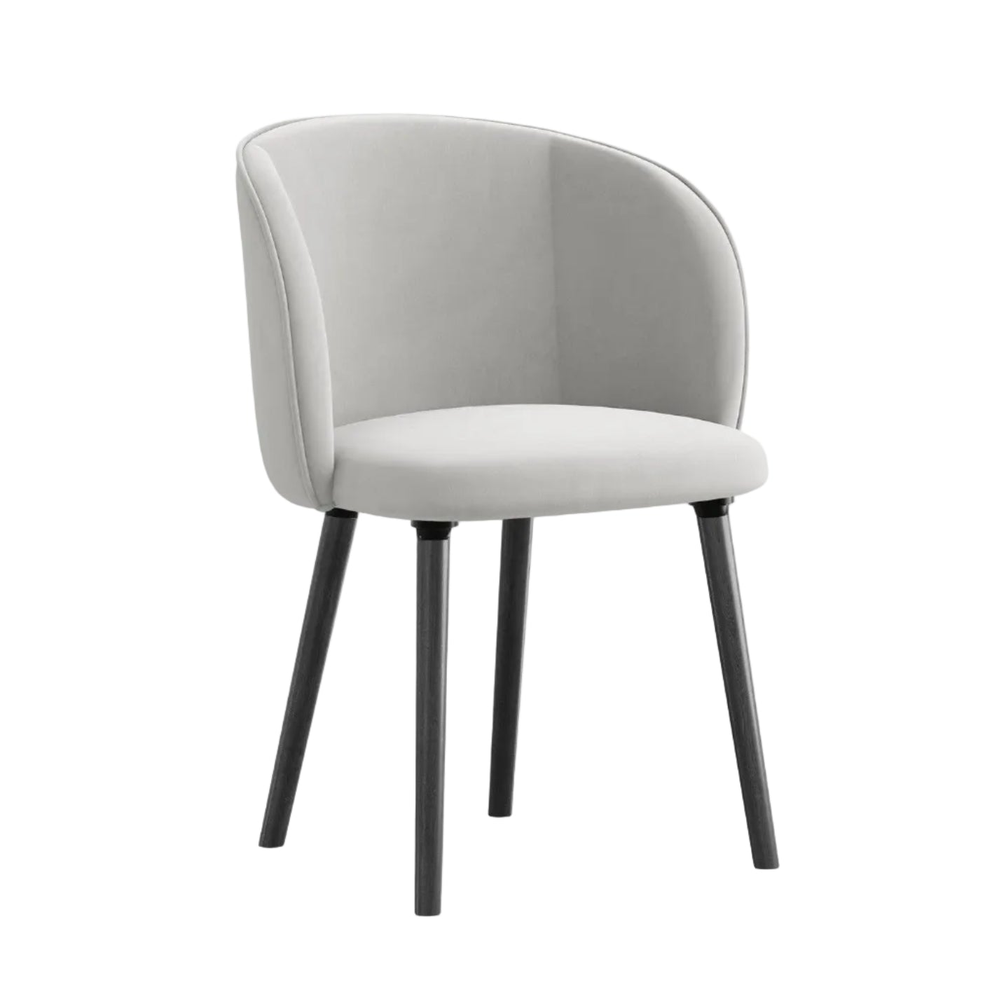 Velvet Chair MAIA silver with black oak base