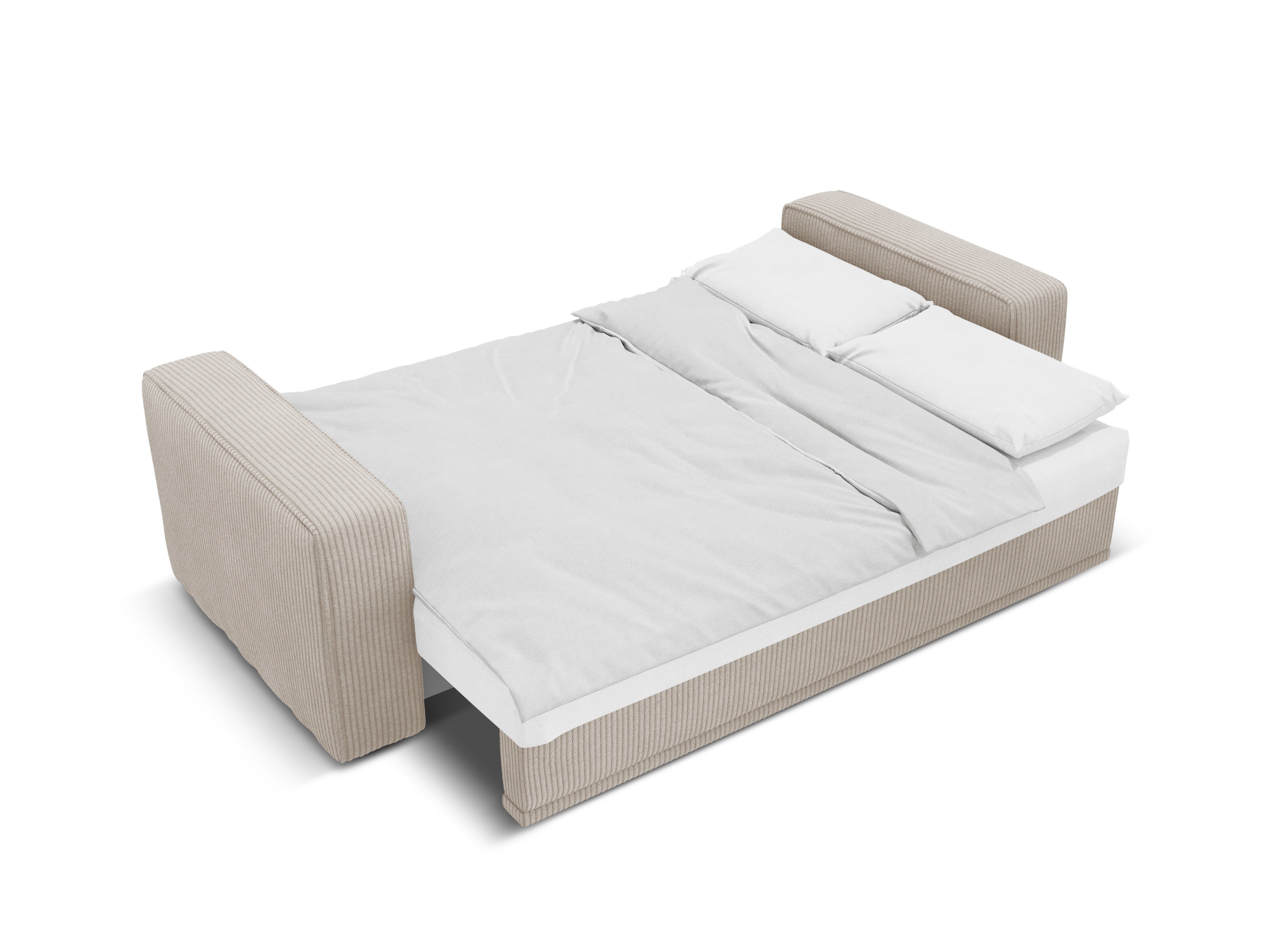 RIBES Sofa with Sleeping Function Beige Corduroy