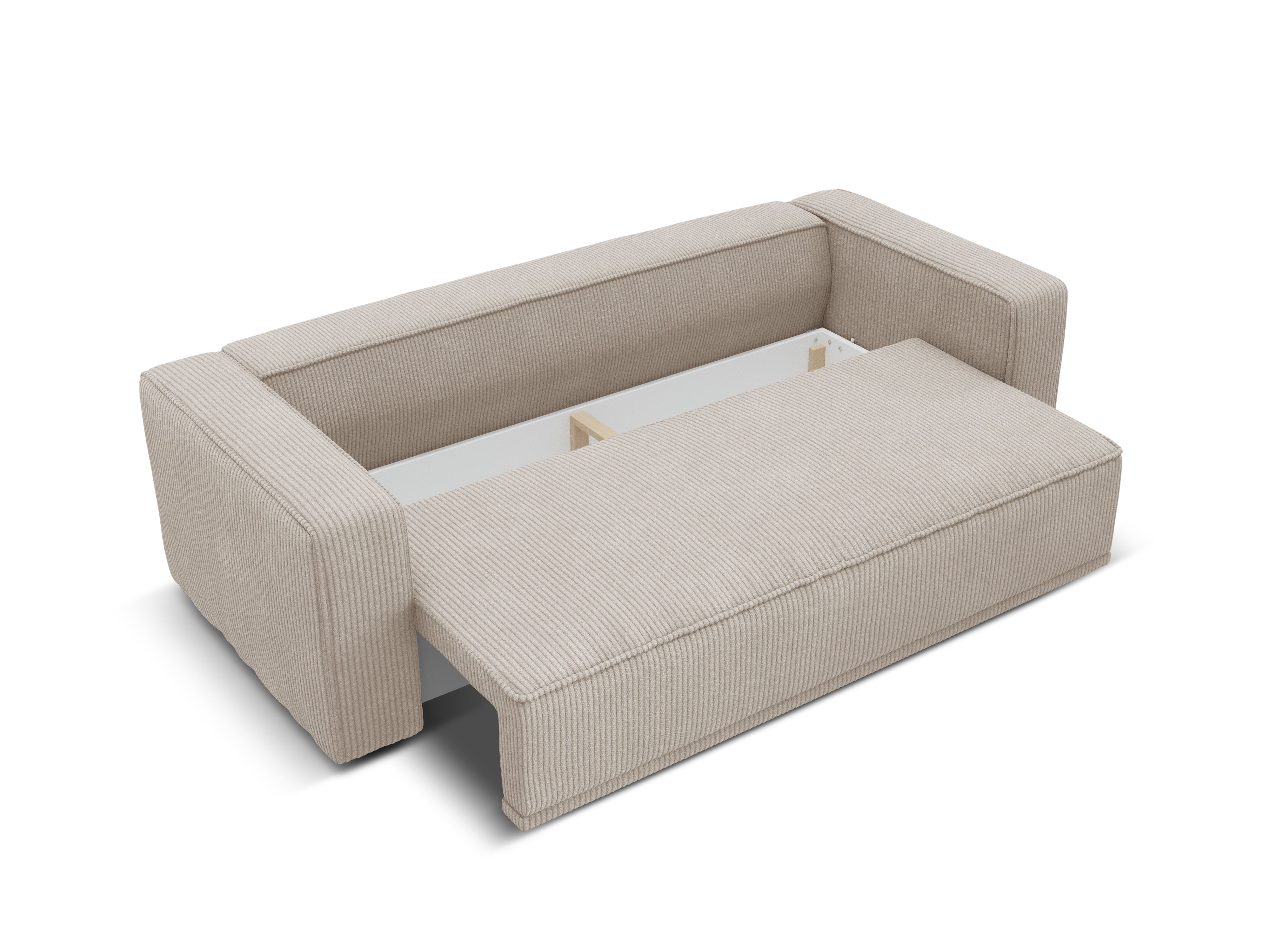RIBES Sofa with Sleeping Function Beige Corduroy