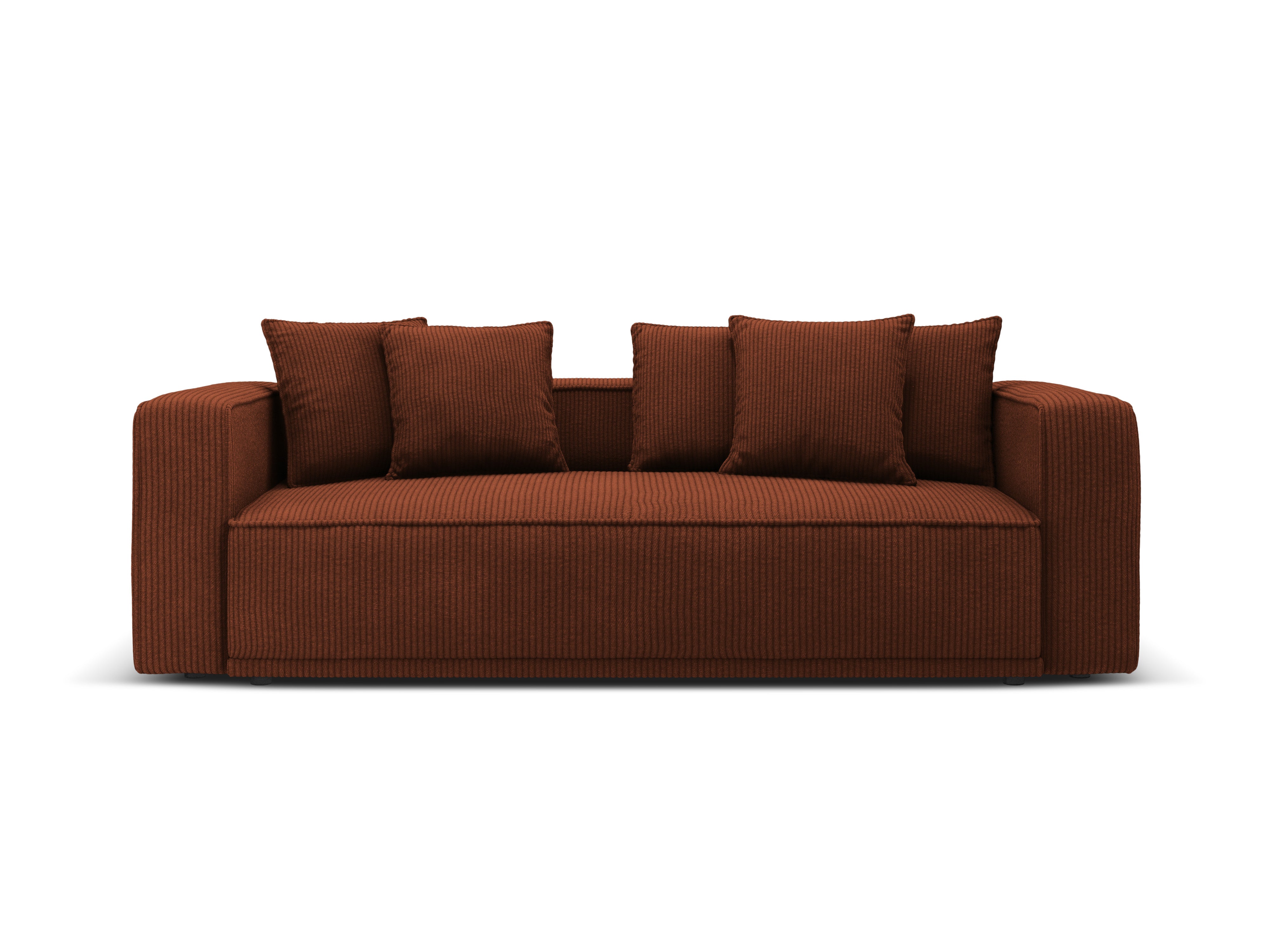 Sofa met slaapfunctie RIBES baksteen kleurige ribstof