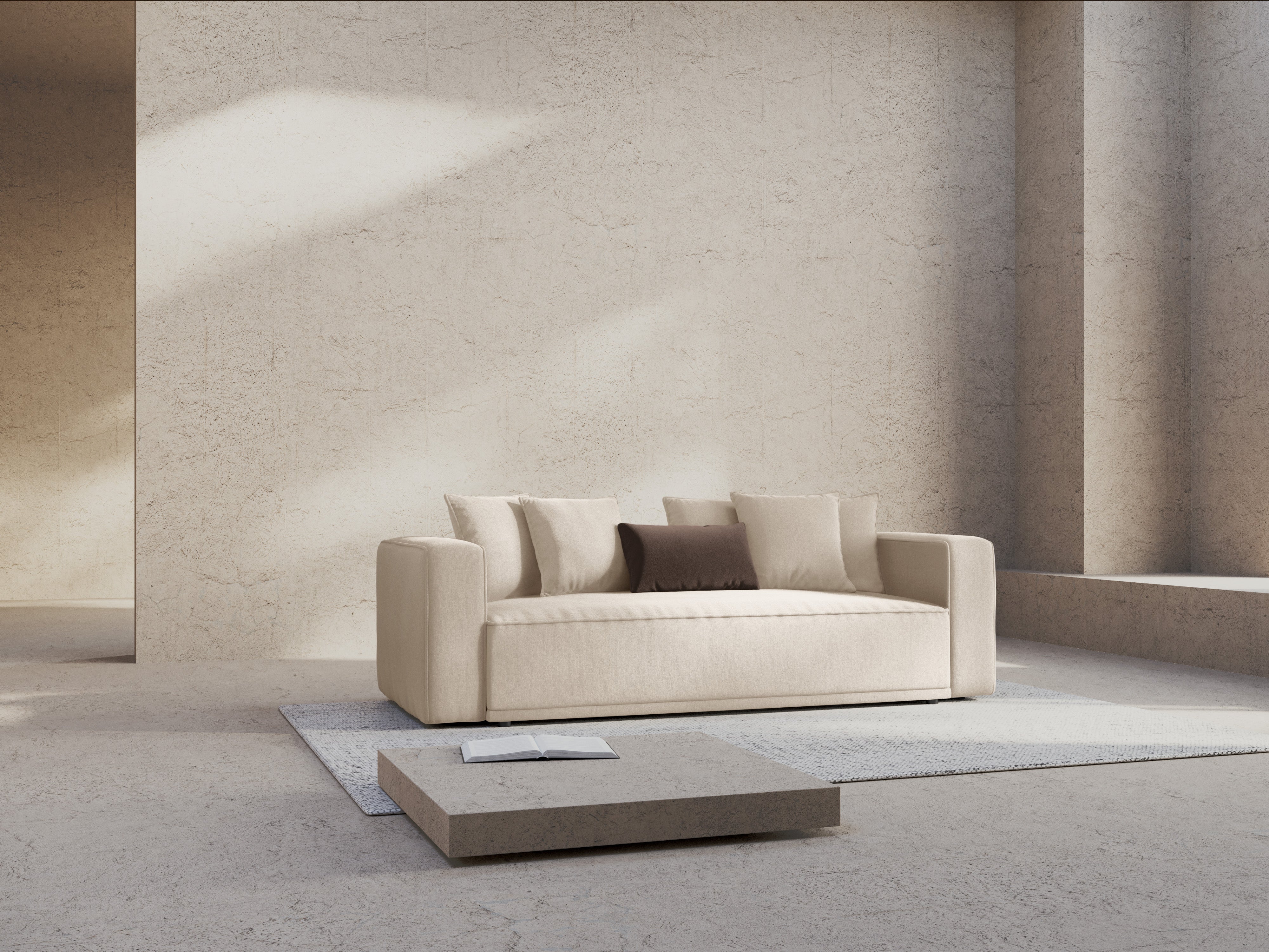 Sofa mit Schlaffunktion RIBES hellbeige Chenille