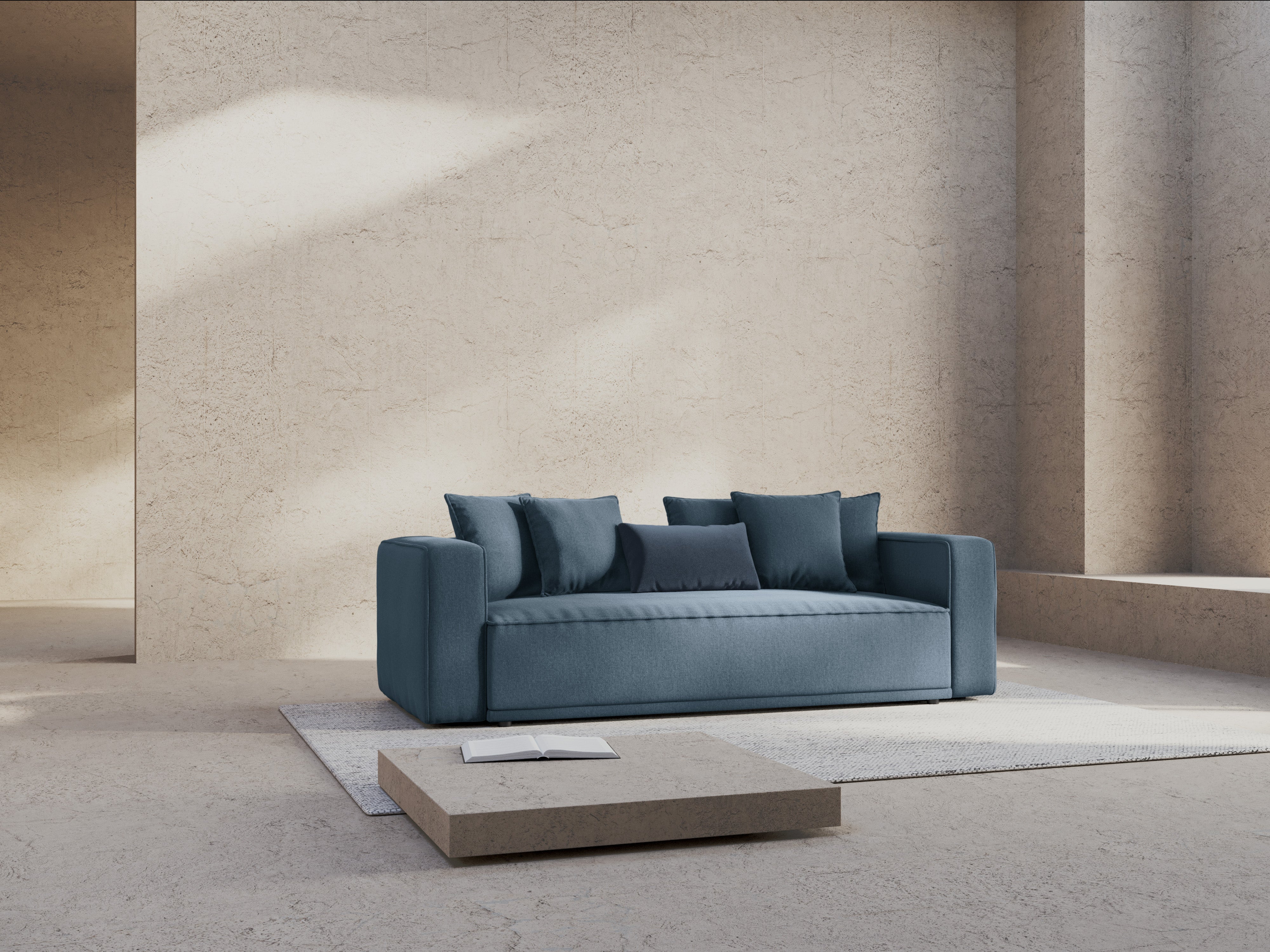 Sofa with sleeping function RIBES denim blue chenille