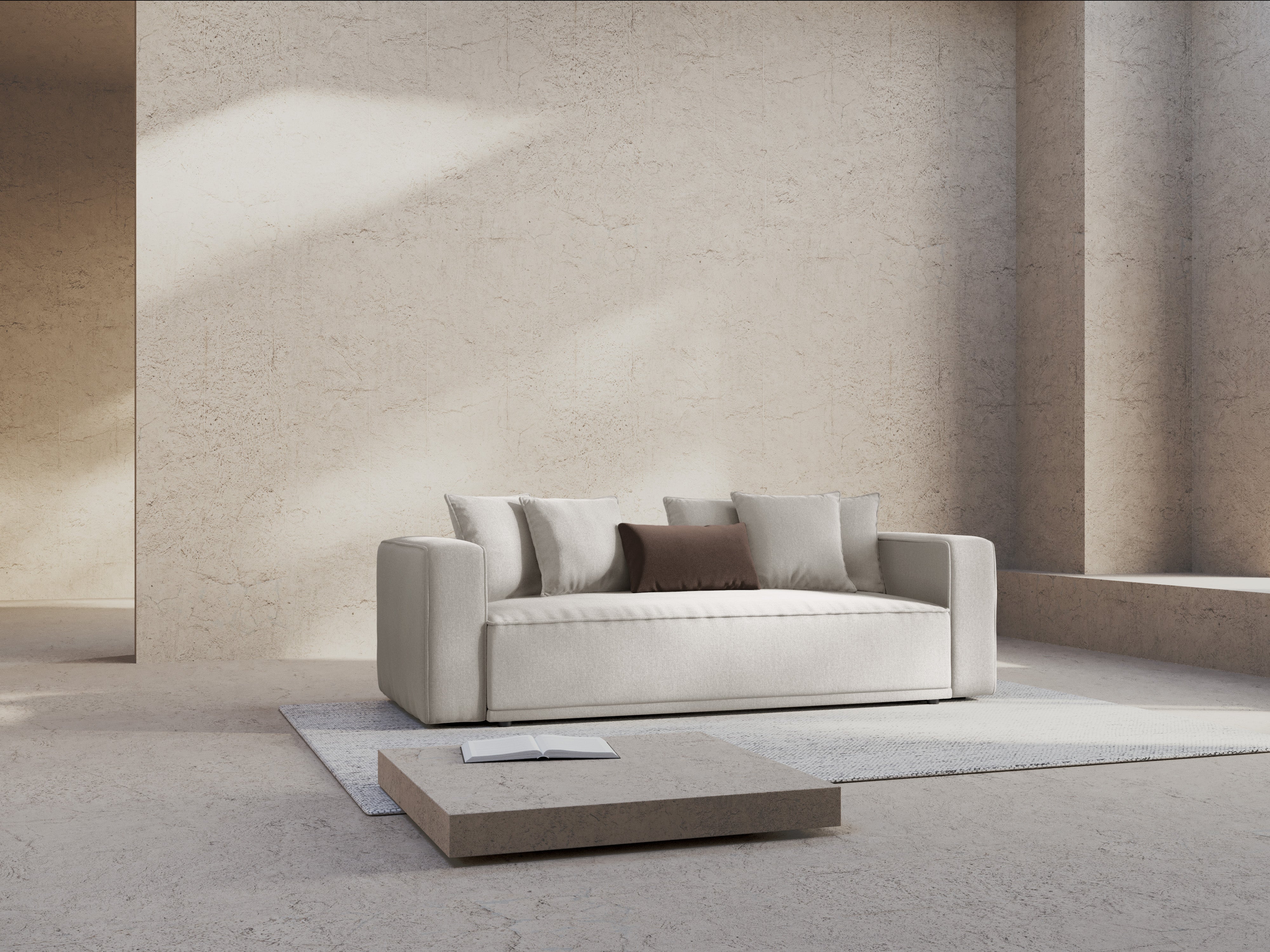 Sofa mit Schlaffunktion RIBES silberner Chenille