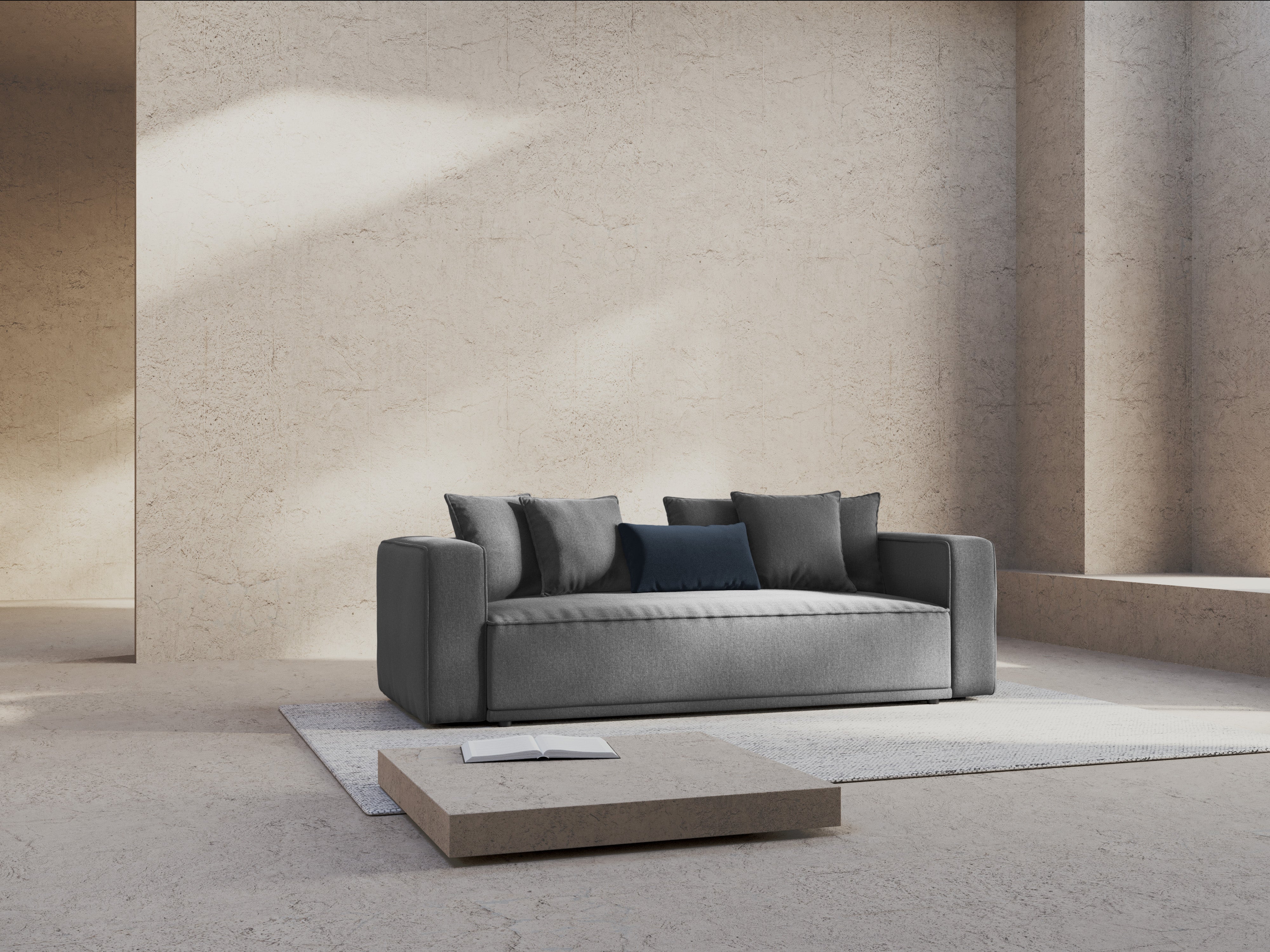 Sofa met slaapfunctie RIBES grijs chenille