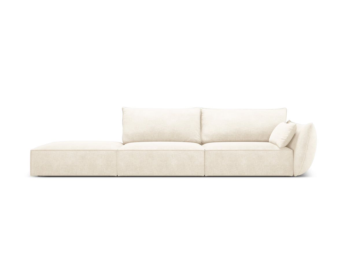 Bank in chenille stof links open VANDA lichtbeige