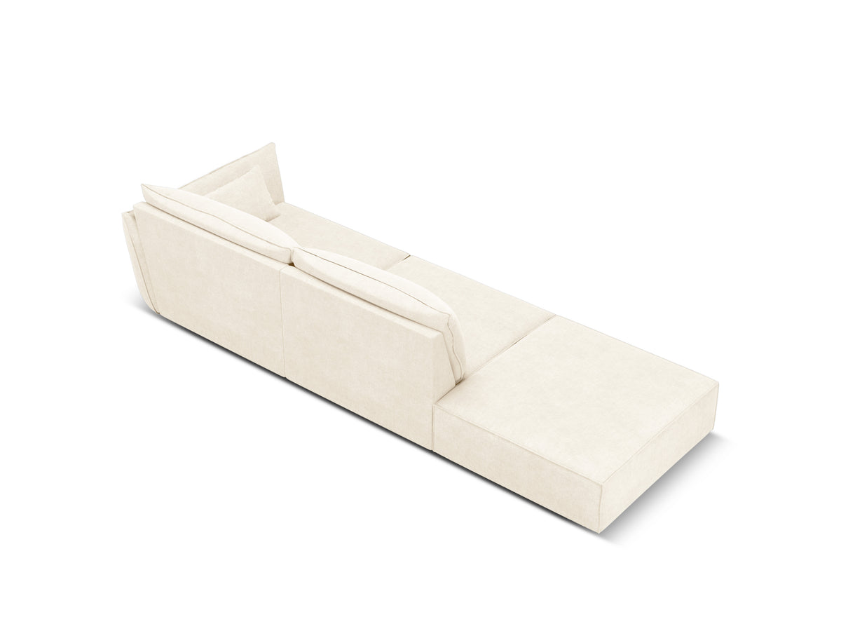Bank in chenille stof links open VANDA lichtbeige