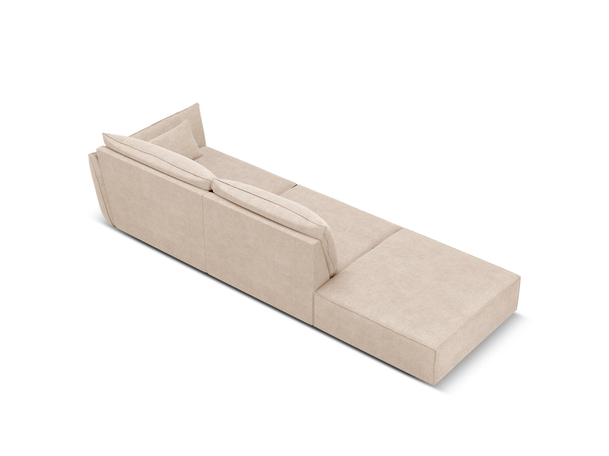 Sofa in chenille stof links open VANDA beige