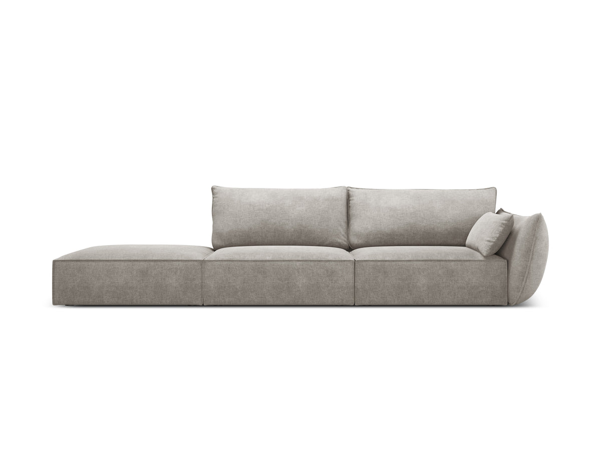 Sofa in chenille stof links open VANDA lichtgrijs