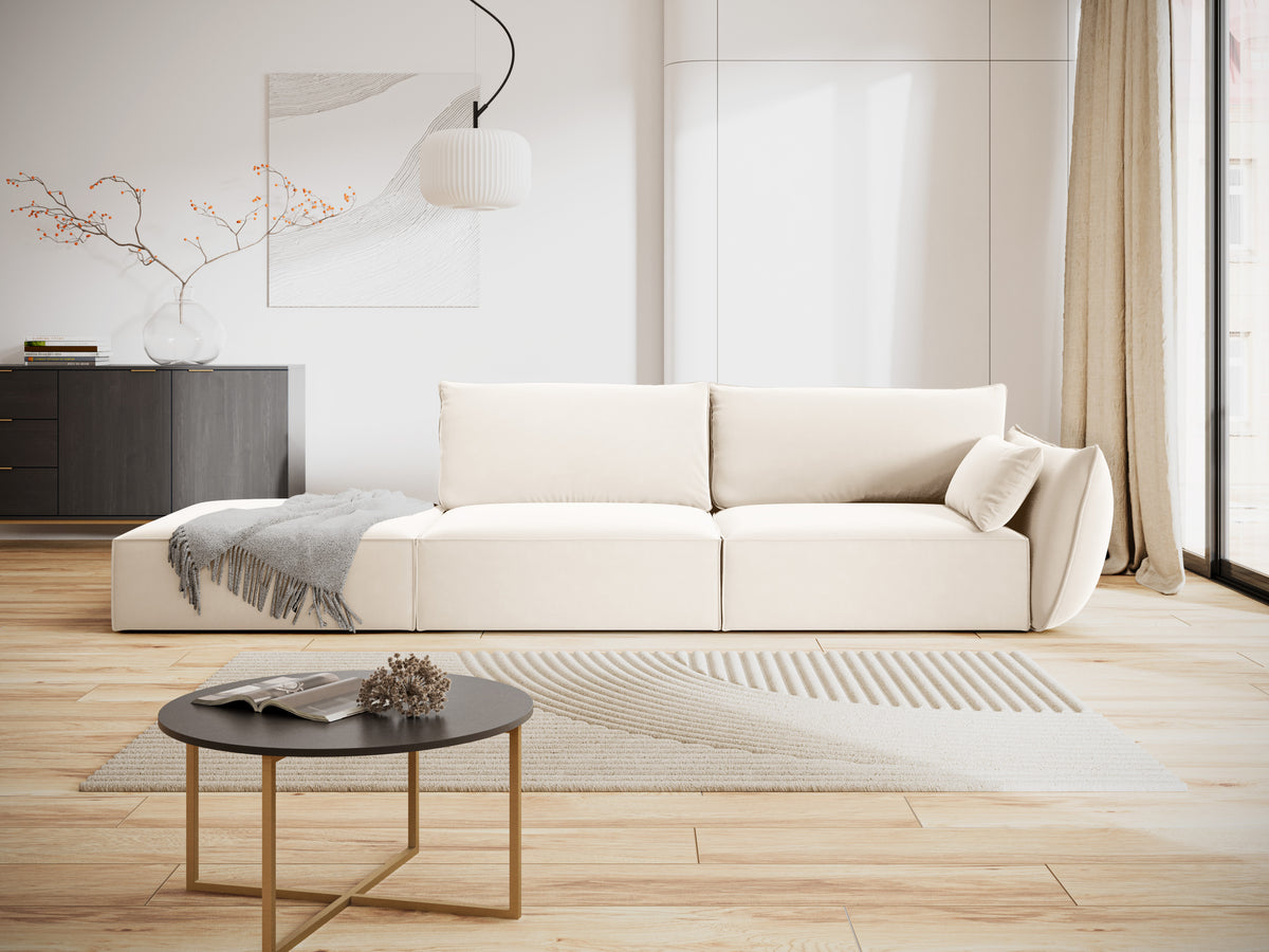 Beige open linkszijdige fluwelen bank VANDA