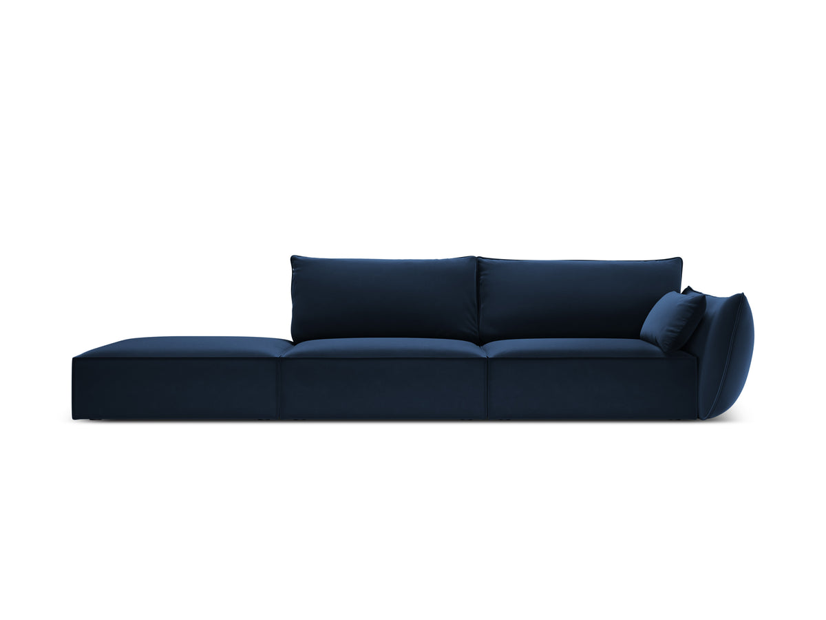 Sofa van fluweel links open VANDA marineblauw
