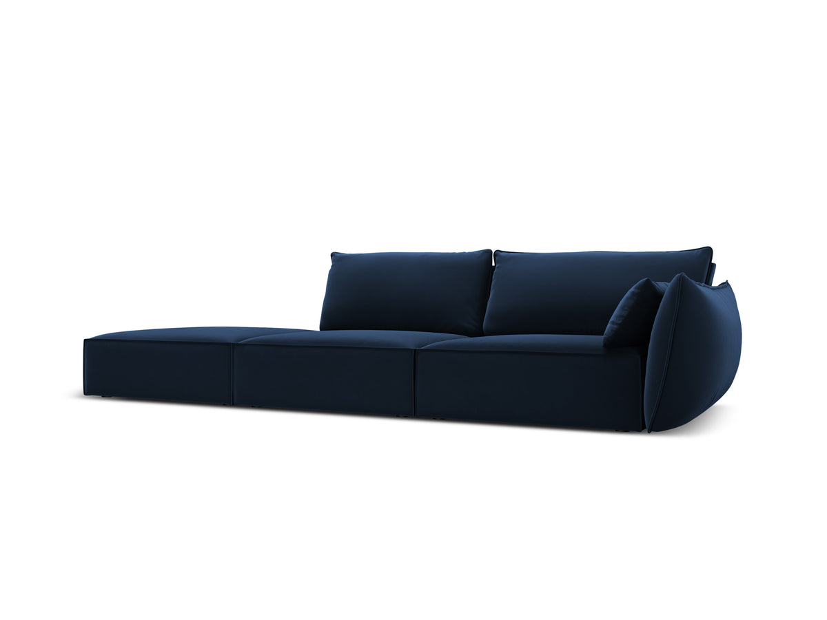 Sofa van fluweel links open VANDA marineblauw