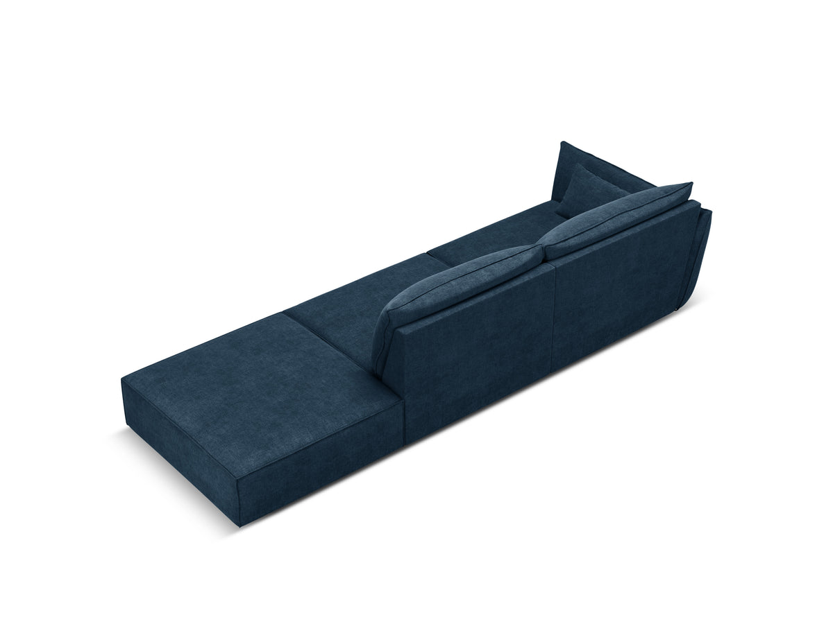Sofa in chenille stof rechts open VANDA koninklijk blauw