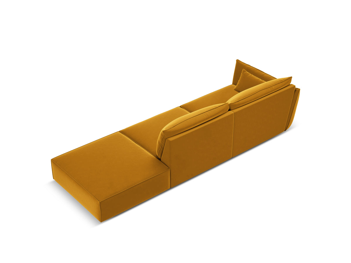 Sofa van fluweel rechts open VANDA mosterdgeel