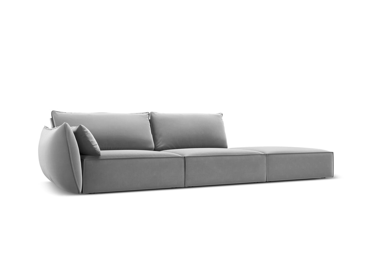 Sofa van fluweel rechts open VANDA grijs