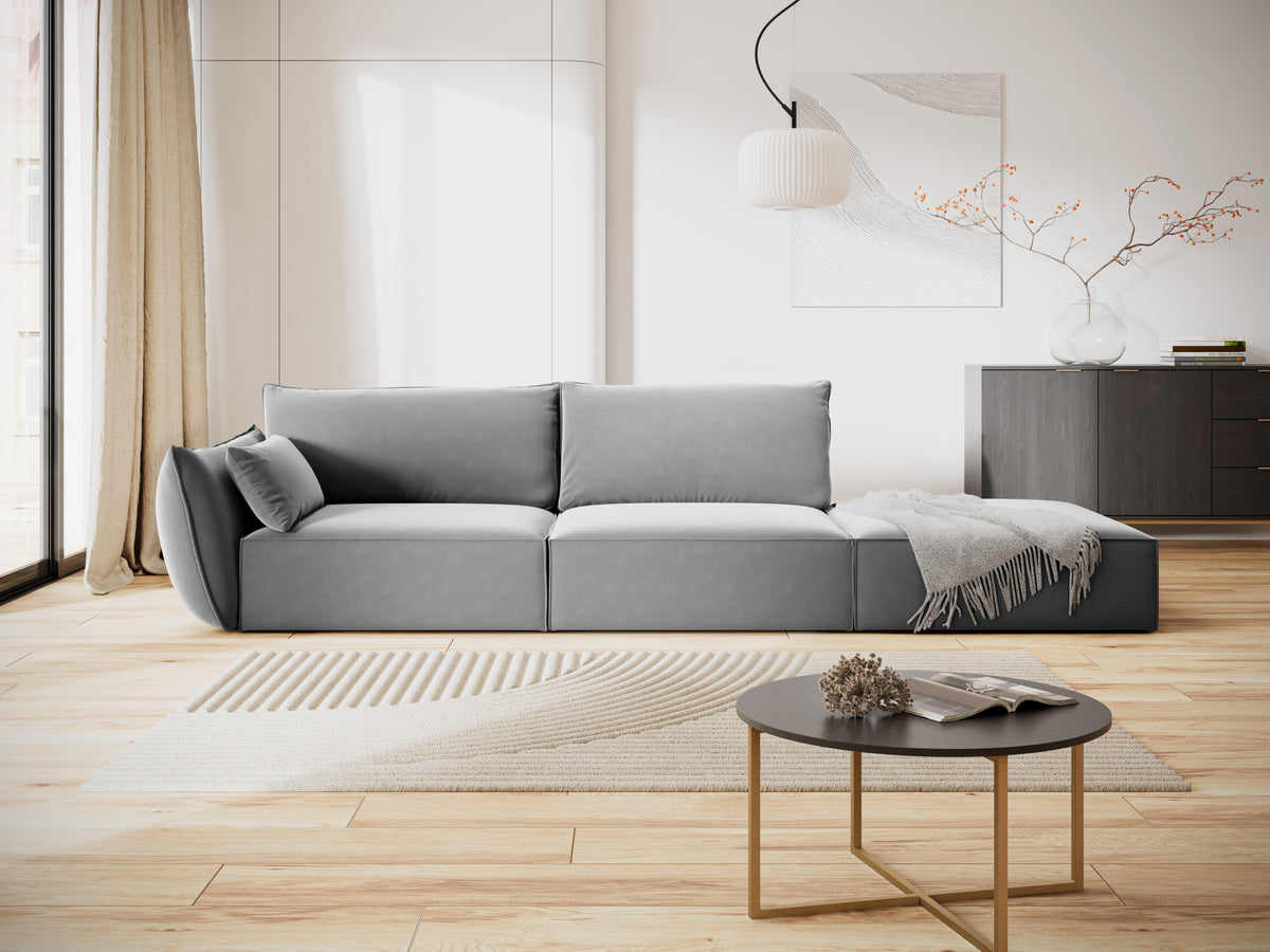 Sofa van fluweel rechts open VANDA grijs
